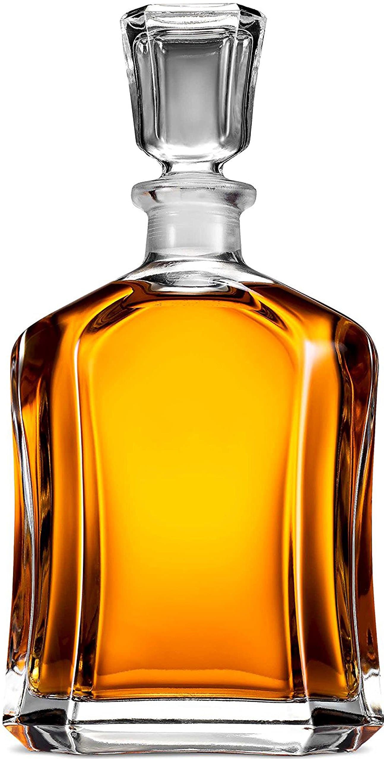 Capitol Glass Decanter with Airtight Geometric Stopper - Whiskey Decanter for Wine, Bourbon, Brandy, Liquor, Juice, Water, Mouthwash. Italian Glass | 23.75 oz