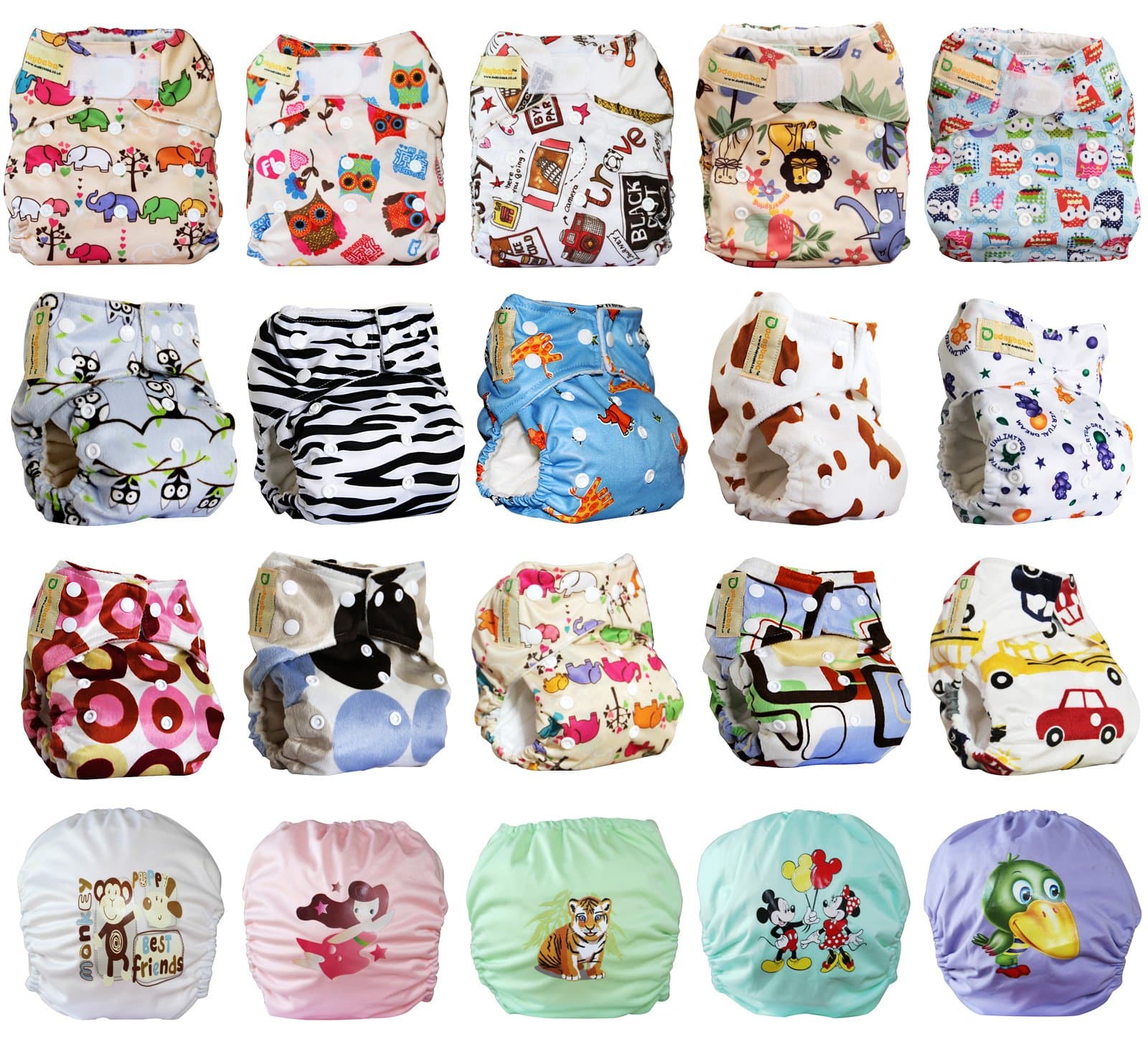 Dudeybaba Reusable Pocket Nappies - for Boy/Girl/Unisex - Suitable Random Choice (Unisex)