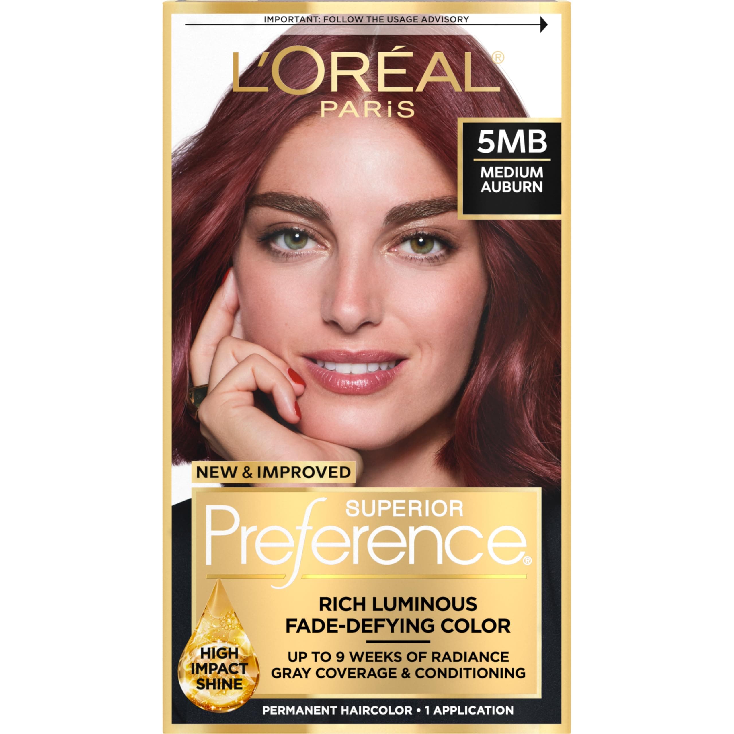 L’Oreal Paris Superior Preference Fade-Defying Color + Shine System, 5MB Medium Auburn(Packaging May Vary), Pack of 1,