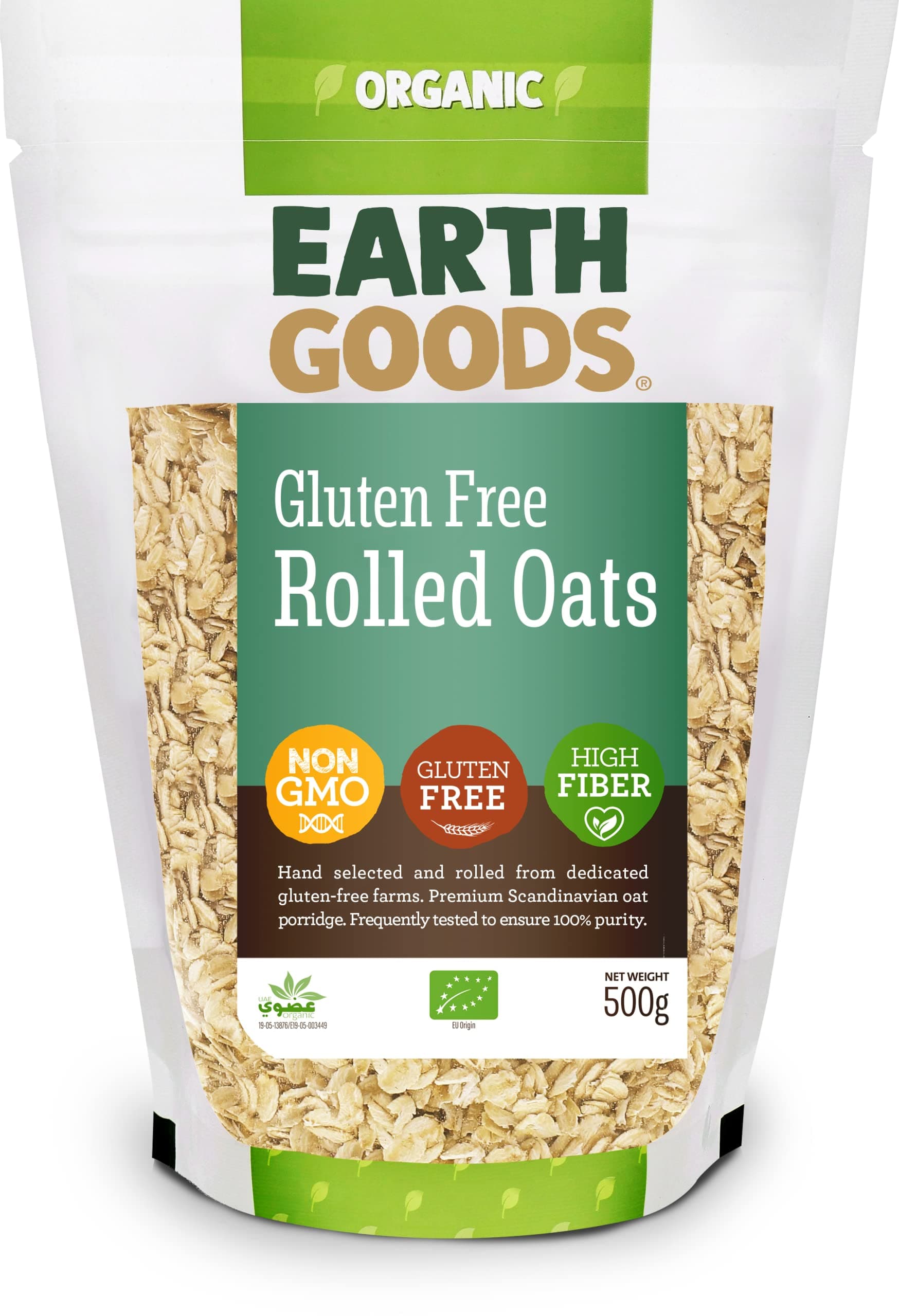 Earth Goods Organic Oat Flakes Rolled Oats, Gluten Free, 500g