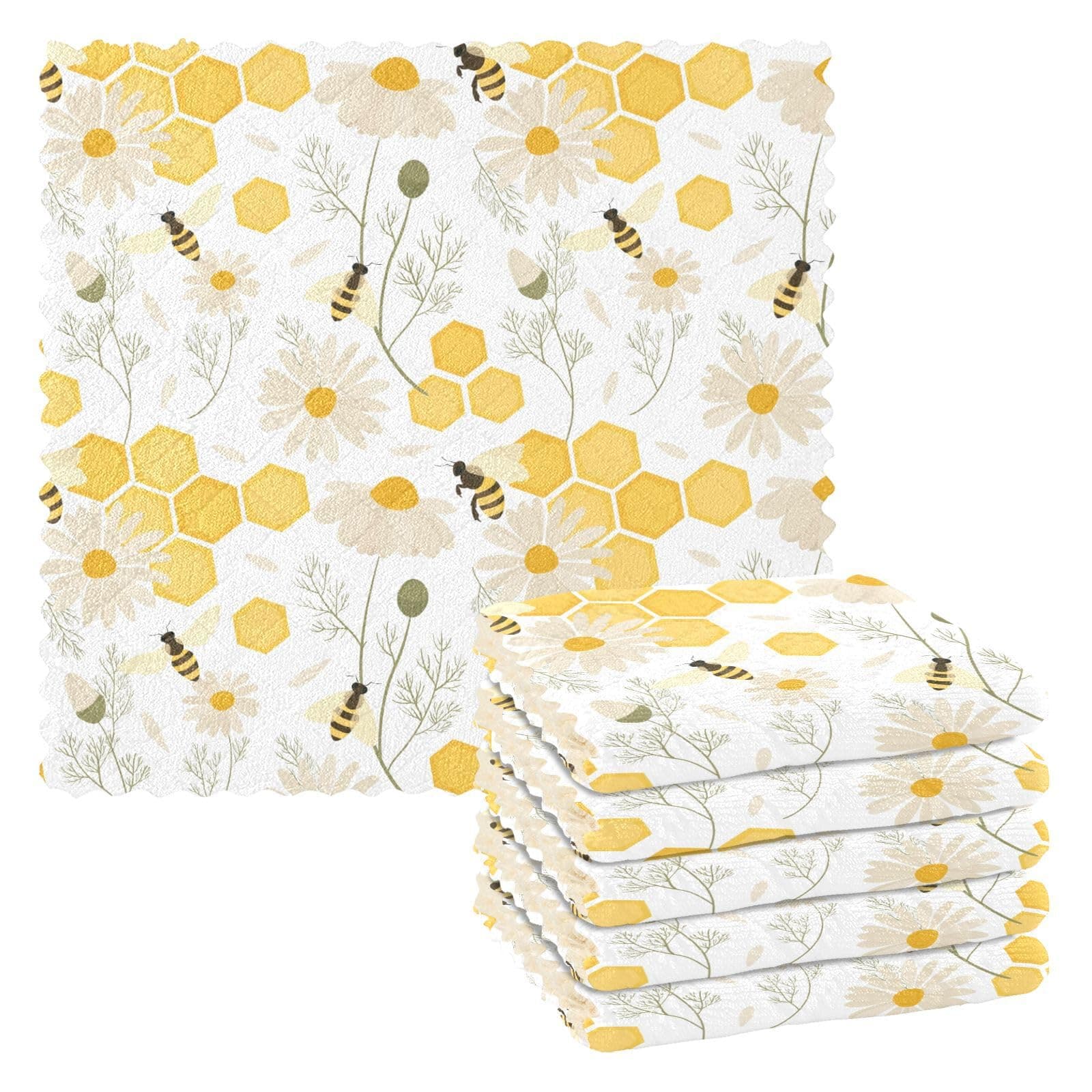 Mnsruu Microfibre Cleaning Cloths Bee Reusable Dish Cloths for Washing Up 6 Pack Swedish Dishcloth Microfibre Cleaning Towels Washable Duster Rags Cloth Home