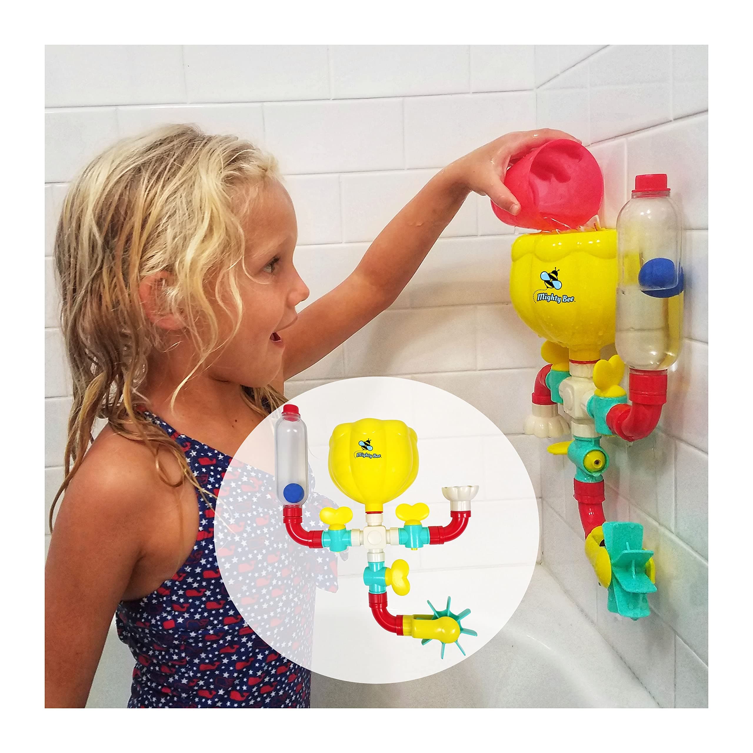 BubbleBee Bath Toys - 11 Piece Bath Toy Set, Top Selling Building STEM Toys, Toddler Bath Toys For Engaging Fun!