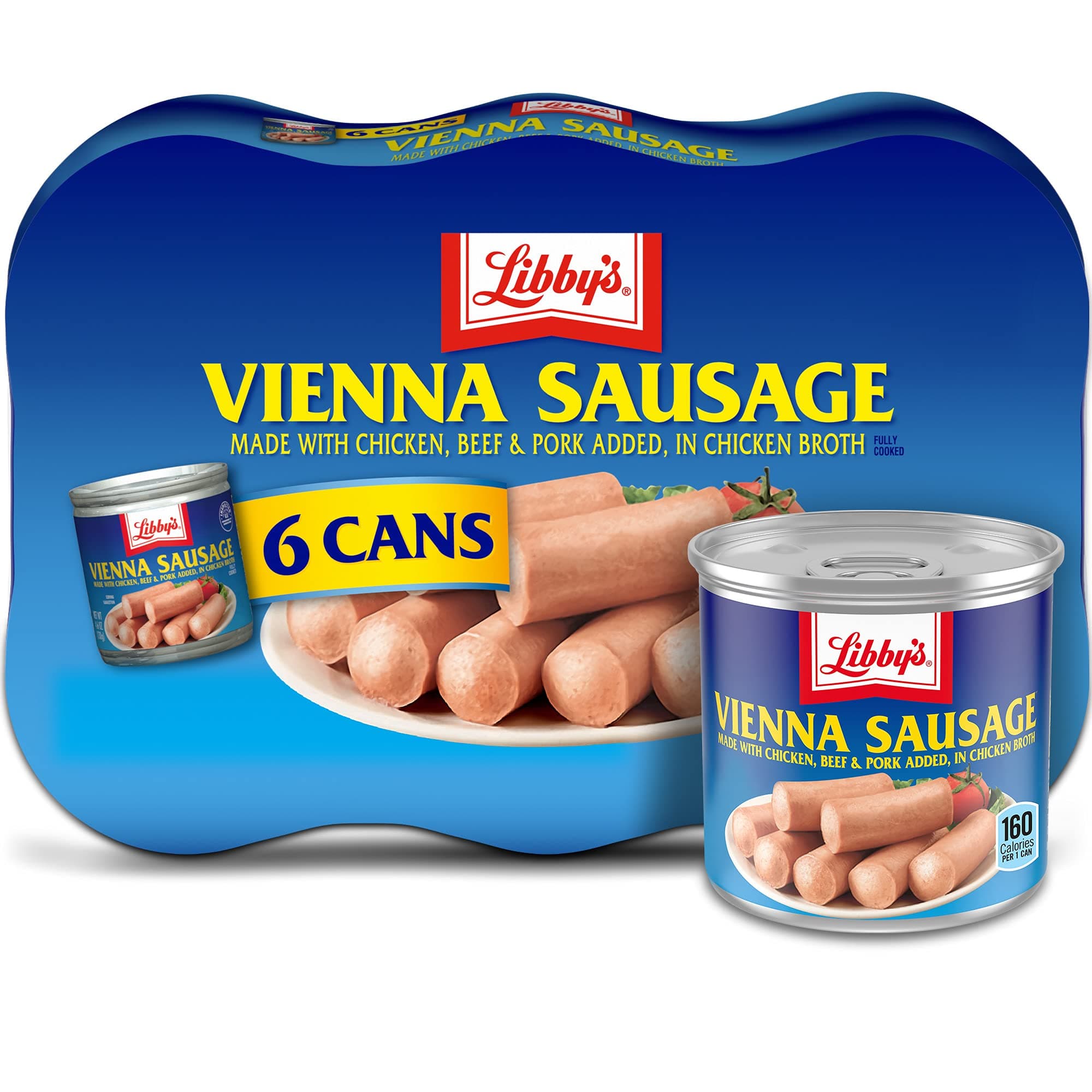 Vienna Sausage, Ready to Eat Canned Meat, 10g Protein Per Serving, 4.6 oz. Can (Bulk Pack of 6)
