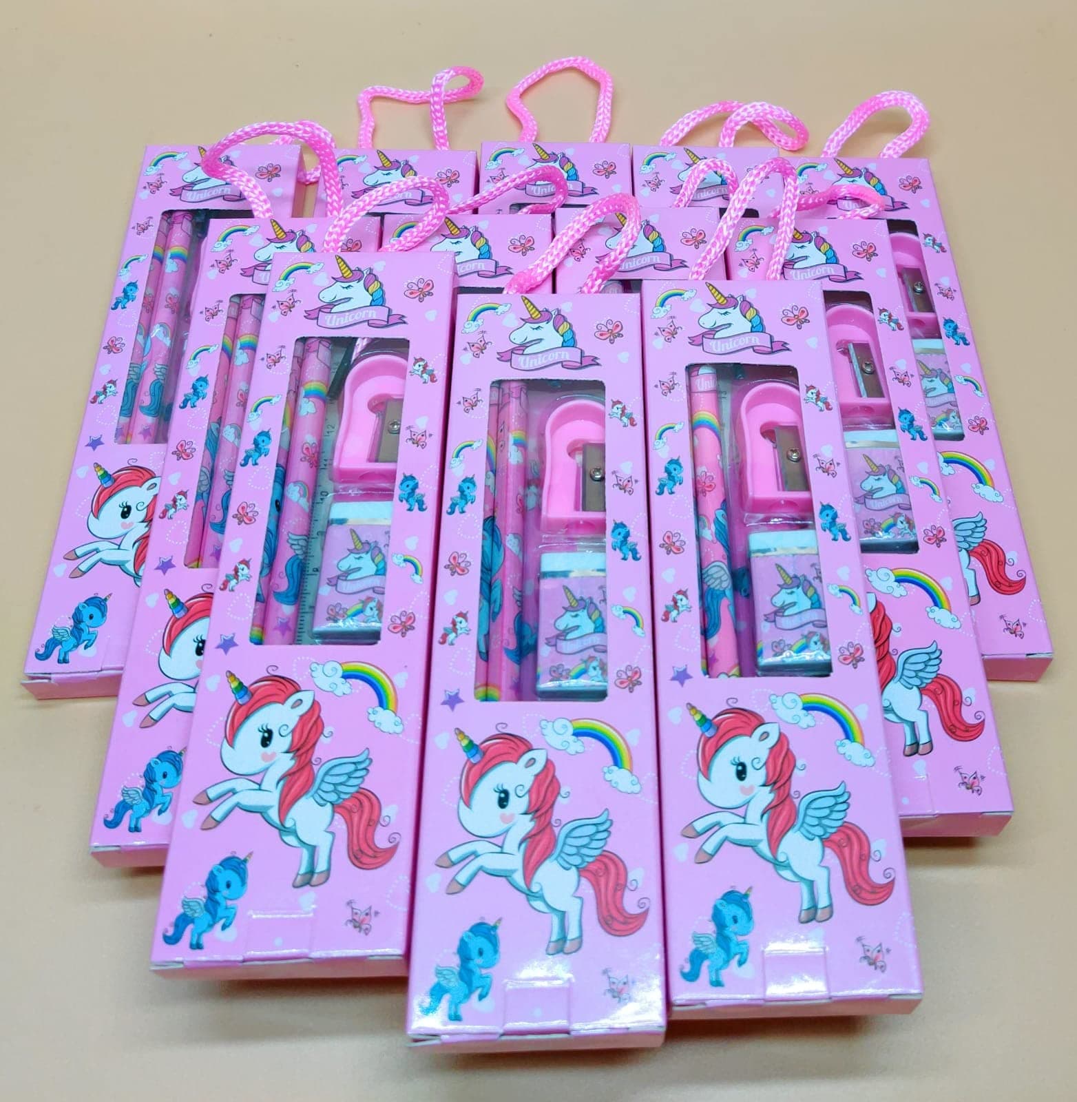 TERA 13 Return Gifts Stationary Set For Girls (10 Pcs) Unicorn Stationary Kit Set,School Stationary Items Pencil Eraser Sharpener For Girls,Kanjak Gifts,Birthday Gifts For Kids,Multicolor,Multi-Color