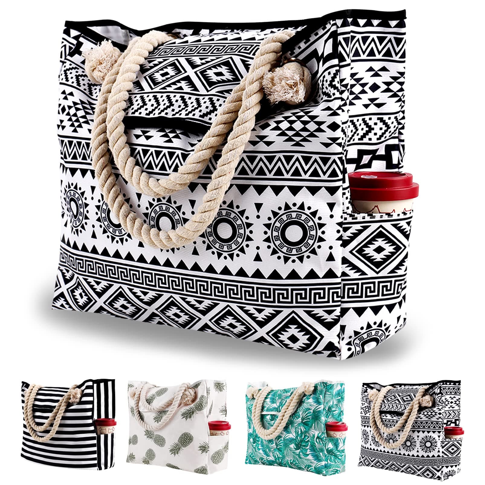 Extra Large Women Beach Tote Bag with Inner Pocket