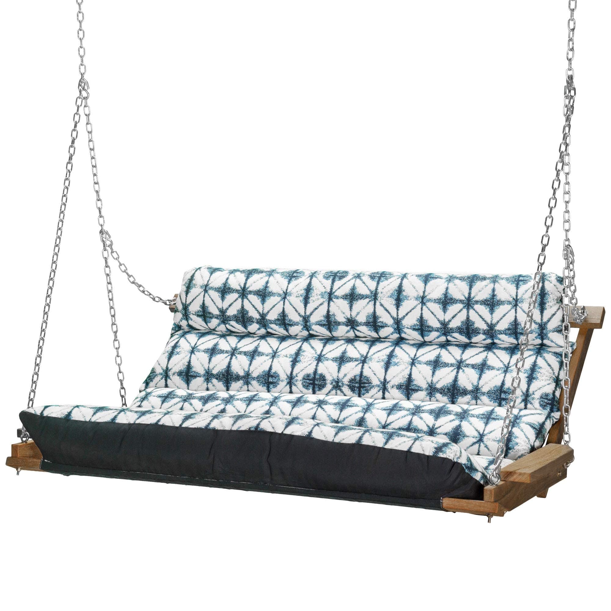 Midori Indigo Deluxe Sunbrella Cushion Swing, Handcrafted in The Carolinas, Accommodates 2 People with an 450 Pound Weight Capacity