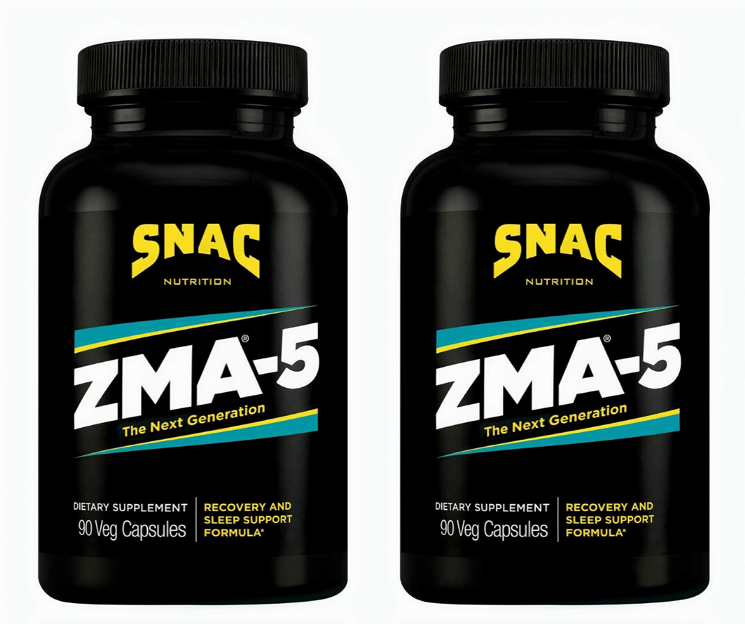SNAC ZMA-5 Mineral Supplement - Supports Muscle Function, Restful Sleep, Immune Health & Relaxation with Zinc, Vitamin B6, Magnesium & 5-HTP for Sleep, Anxiety, Calmness - 180 Veggie Capsules (2 Pack)