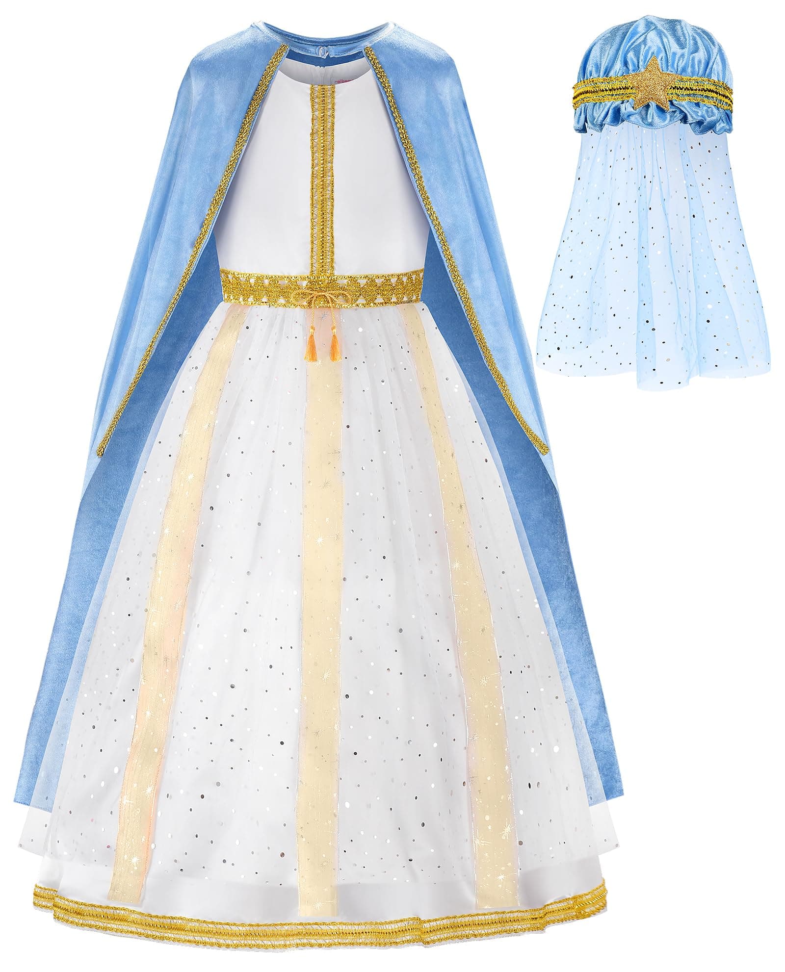 ReliBeauty Mary Costume Children's Nativity Game Virgin Mary Fancy Dress Girls