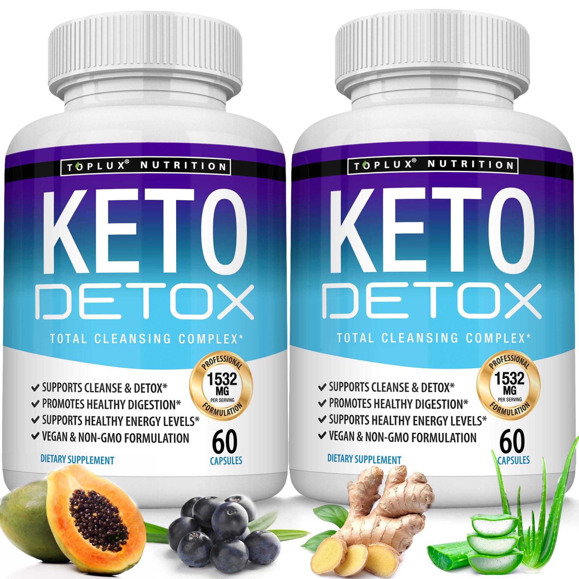 Toplux Keto Detox Pills Advanced Cleansing Extract – 1532 Mg Natural Acai Colon Cleanser Formula, Flush Toxins & Excess Waste, for Men Women, 60 Capsules, Supplement