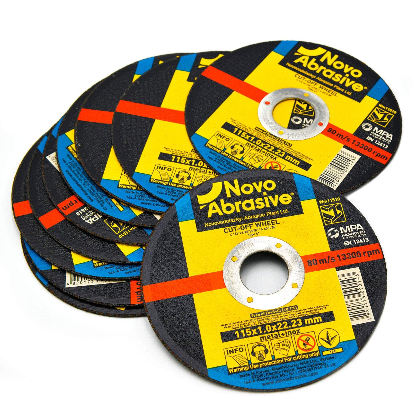 NOVOABRASIVE Premium Quality 10-Pcs Pack Set Of 115 x 1 x 22.2 mm Super Thin Cutting Discs – Ideal For Stainless Steel, Steel & Non-Ferrous Metals – Universal For Variety Of Angle Grinders …