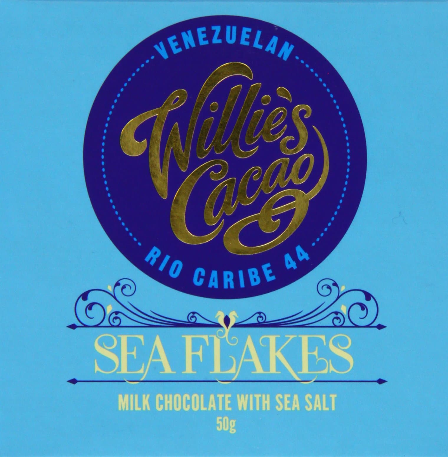Willie's CacaoSea Flakes Venezuelan 44 Percent Milk Bar 50 g (Pack of 4)