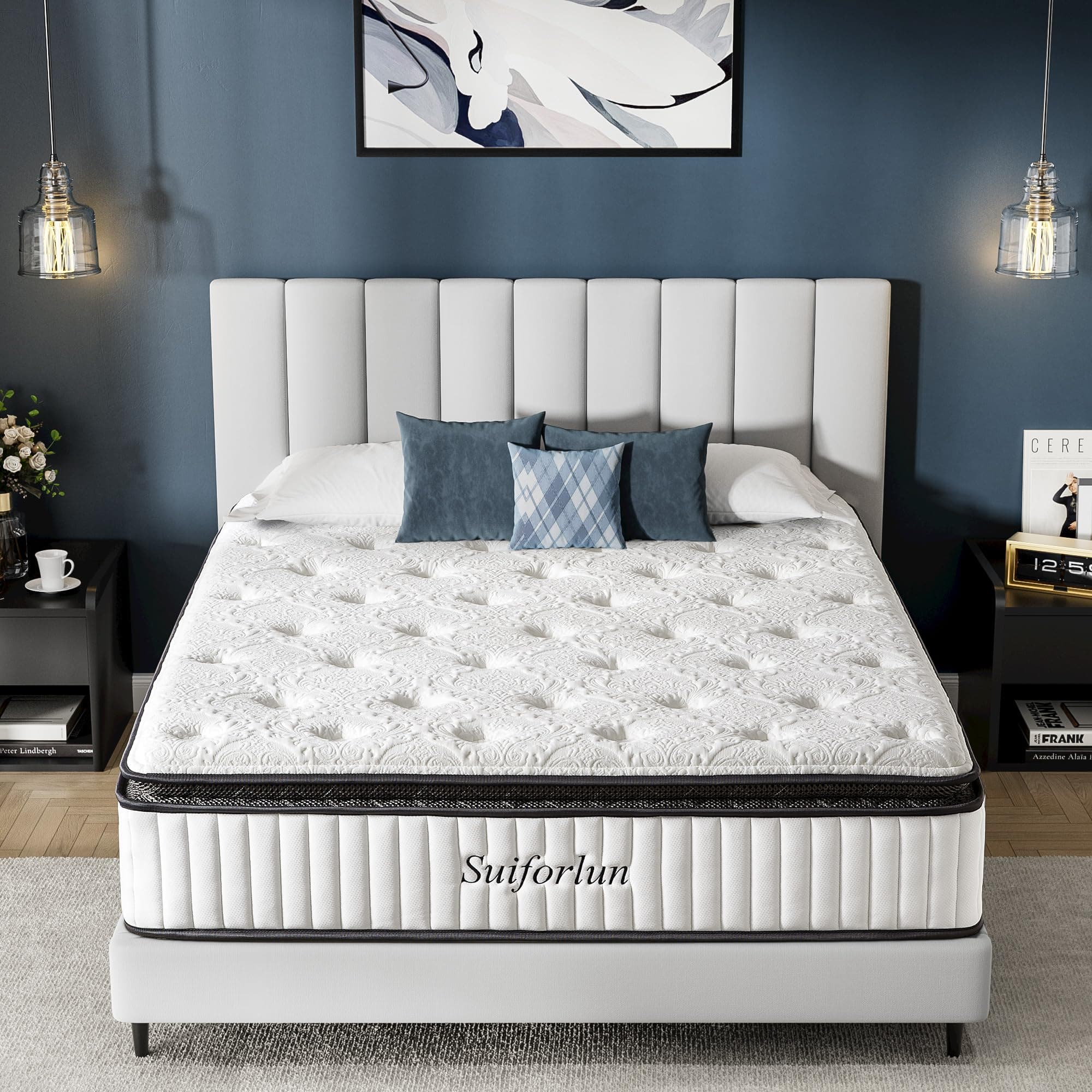 King Mattress 12 Inch, Pillow Top Gel Memory Foam Hybrid Mattress with Luxury 7 Layers, Zone Pocket Coils Innerspring for Back Pain Relief, Medium Firm, 120 Nights Trial