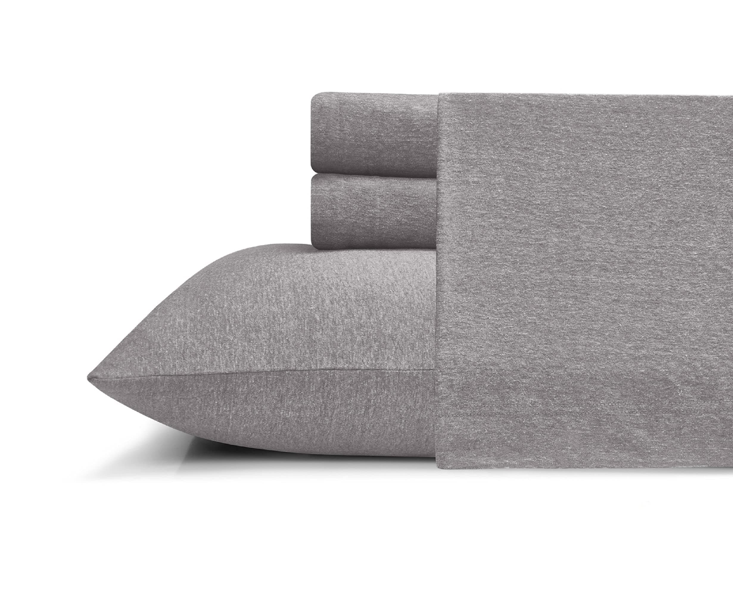 Morgan Home Fashions Cotton Rich T-Shirt Soft Heather Jersey 2 Pack Pillowcase Set - All Season Pillowcases Warm and Cozy, Comfort by Morgan Home