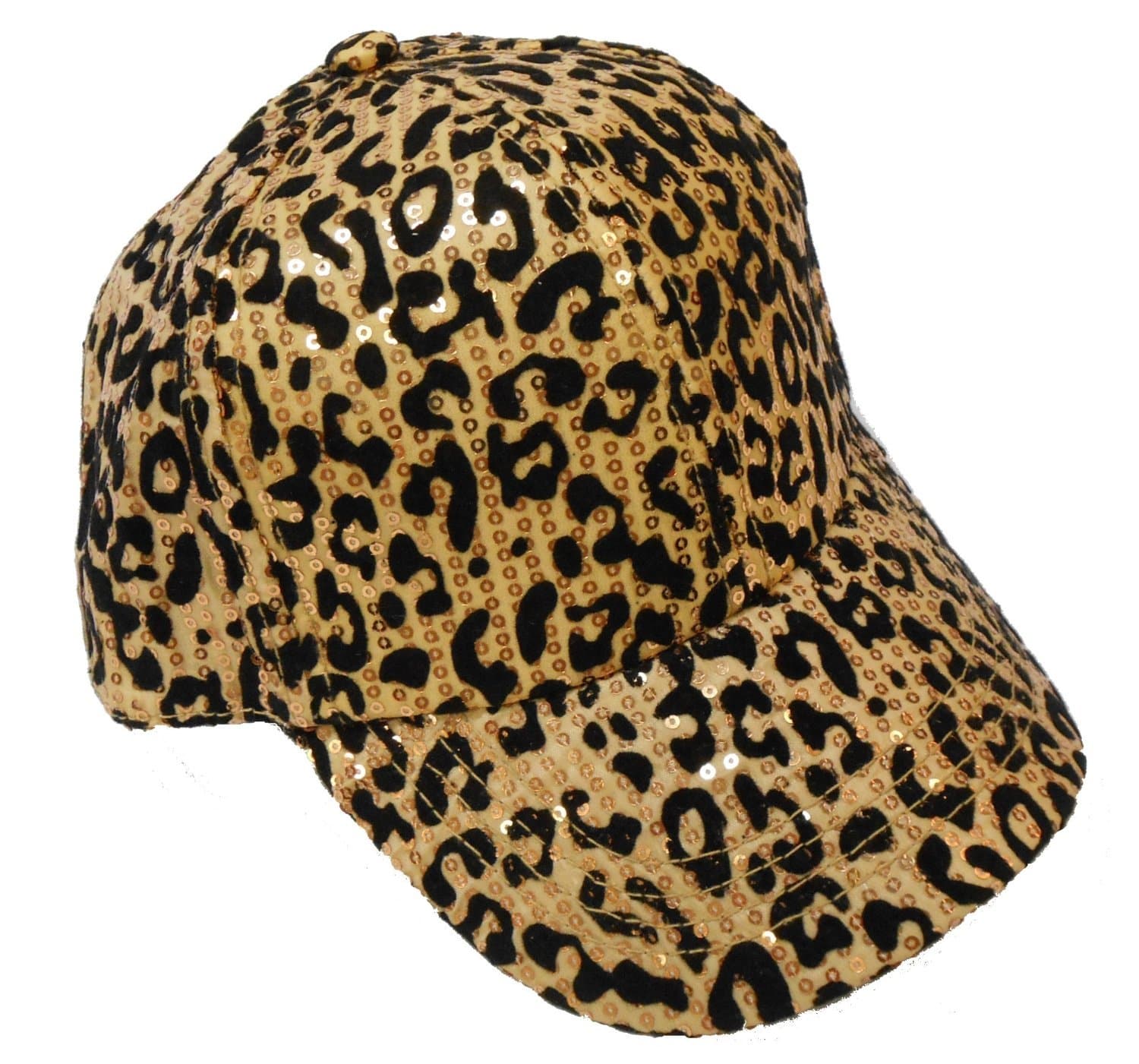 Women's Glitter Sequin Leopard Print Baseball Cap (Gold)