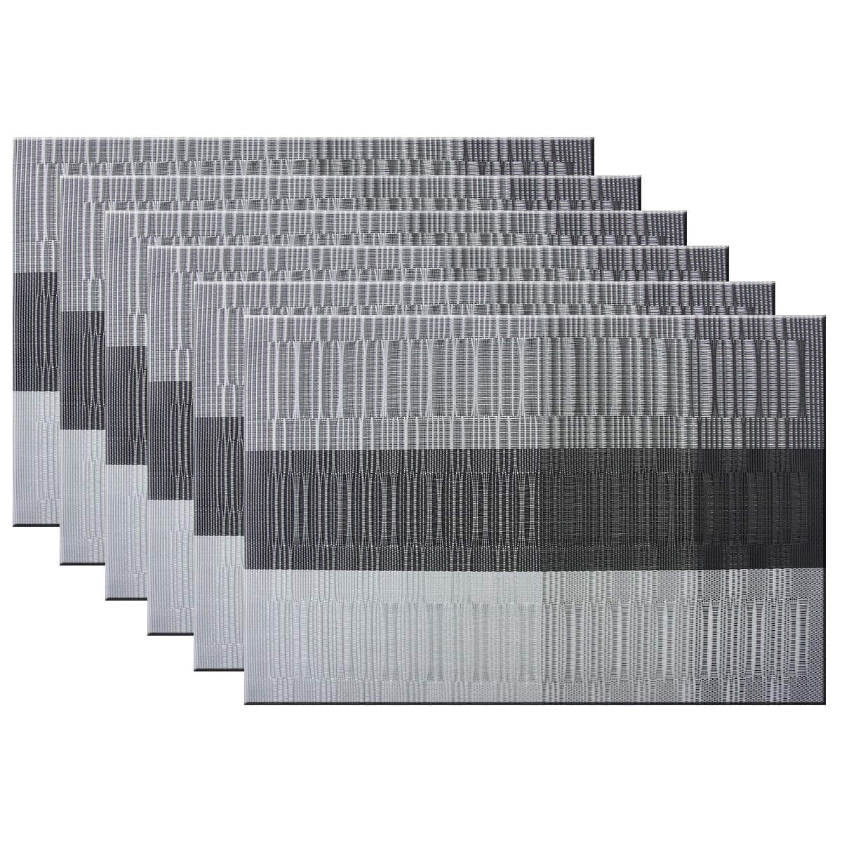 Bright Dream Placemats Easy to Clean Heat Ressietant for Kids Dining Table Mats 12x18 inches Set of 6（Black+Gray）