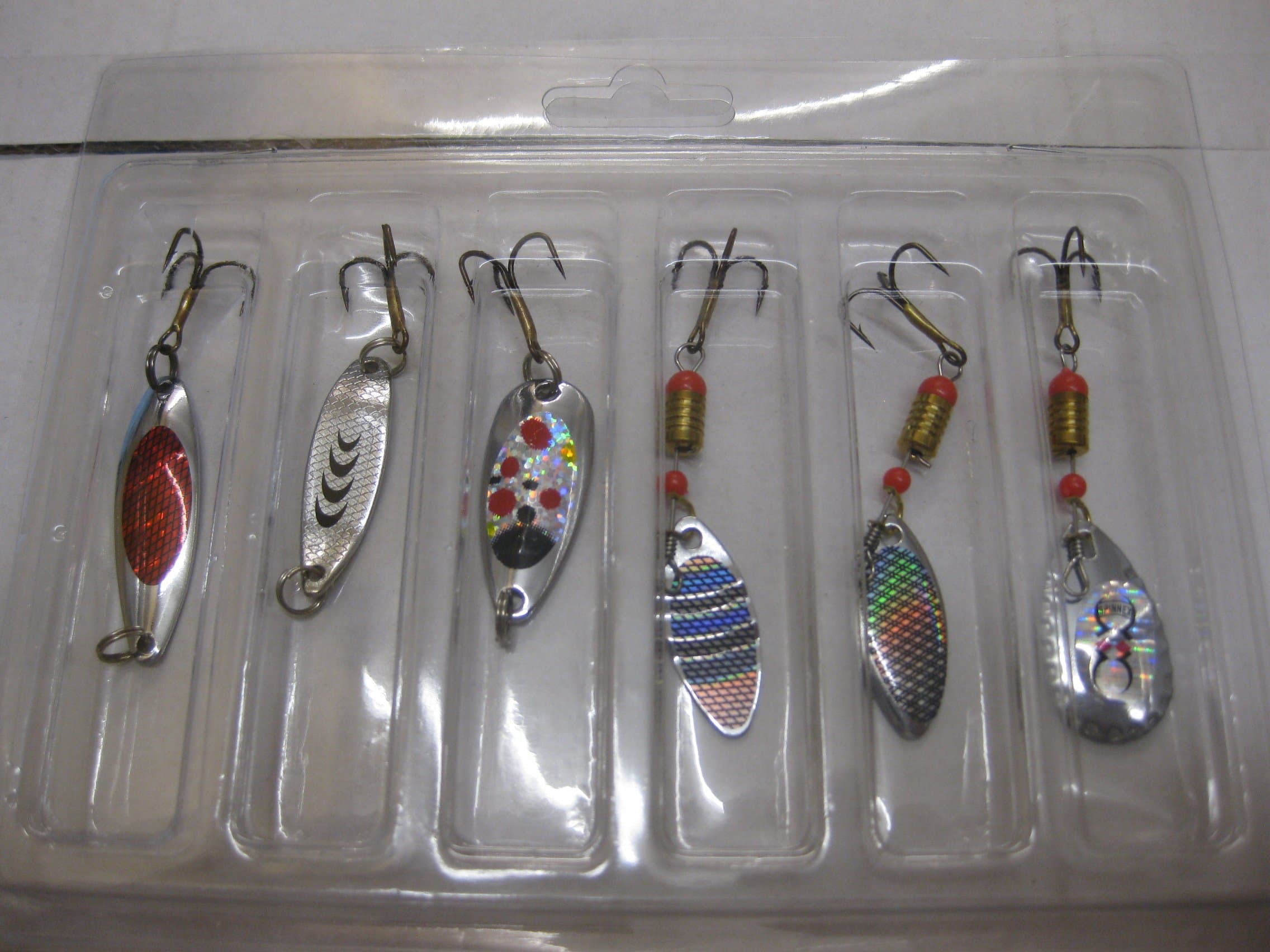 JIMBOBS 6 PACK Metal Spinner Bait FISHING SPINNER 3 HOOKS GIFT PRESENT CHRISTMAS