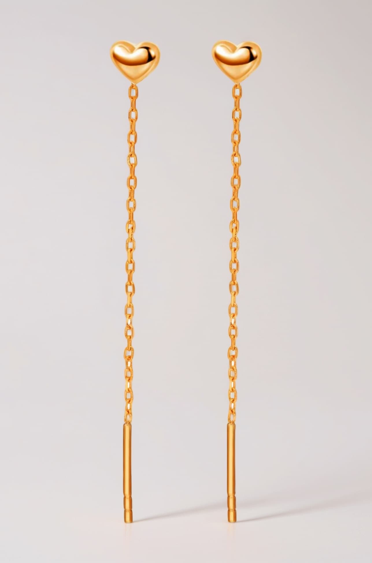 Yellow Chimes Valentine Gift for Girls Threader Earrings for Women Gold Plated Heart Shaped Long Chain Threader Earrings For Women and Girls Valentine Gift for Girlfriend Wife