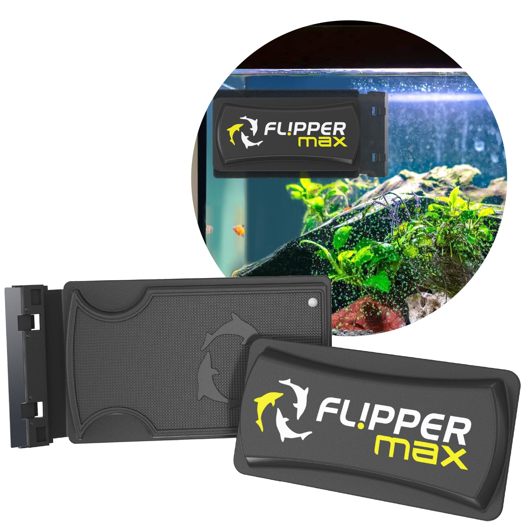 FLIPPER Max Magnetic Aquarium Glass Cleaner – 2-in-1 Scrubber and Scraper, Hands-Free Fish Tank Cleaner for Algae Removal, Safe for Glass and Acrylic Tanks up to 3/4" (19mm), Freshwater & Saltwater