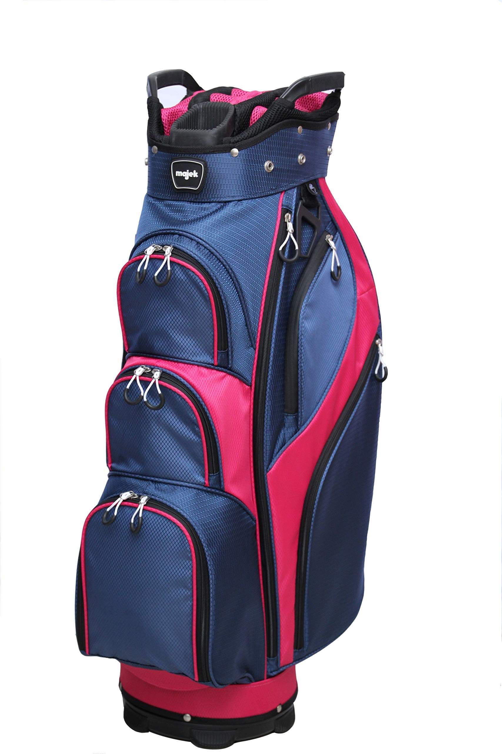 MajekPremium Ladies Navy Blue Pink Golf Bag 9.5 inch 14-Way Friendly Separator Top with Putter Sleeve