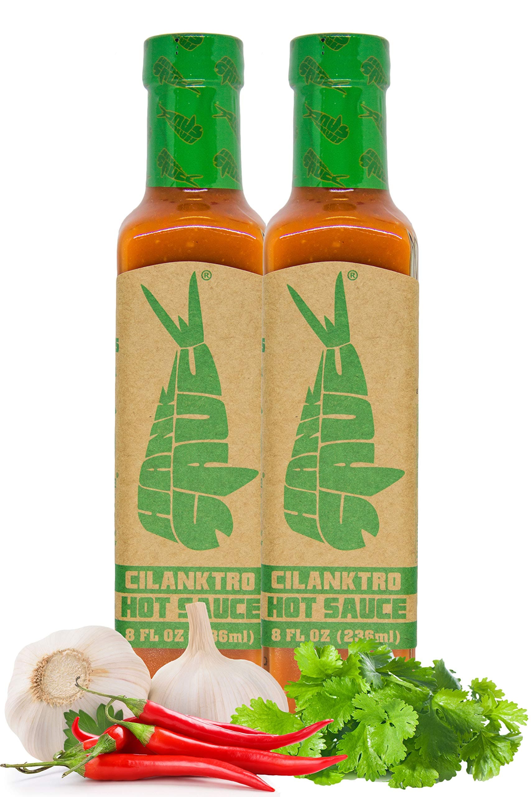 Cilanktro Hot Sauce - Versatile Hot Pepper Sauce with Fresh Cilantro, Garlic & Aged Peppers - Hot Garlic Sauce with Mild Heat & Unique Flavor - Multipurpose Gourmet Sauce - 2 x 8 Ounces