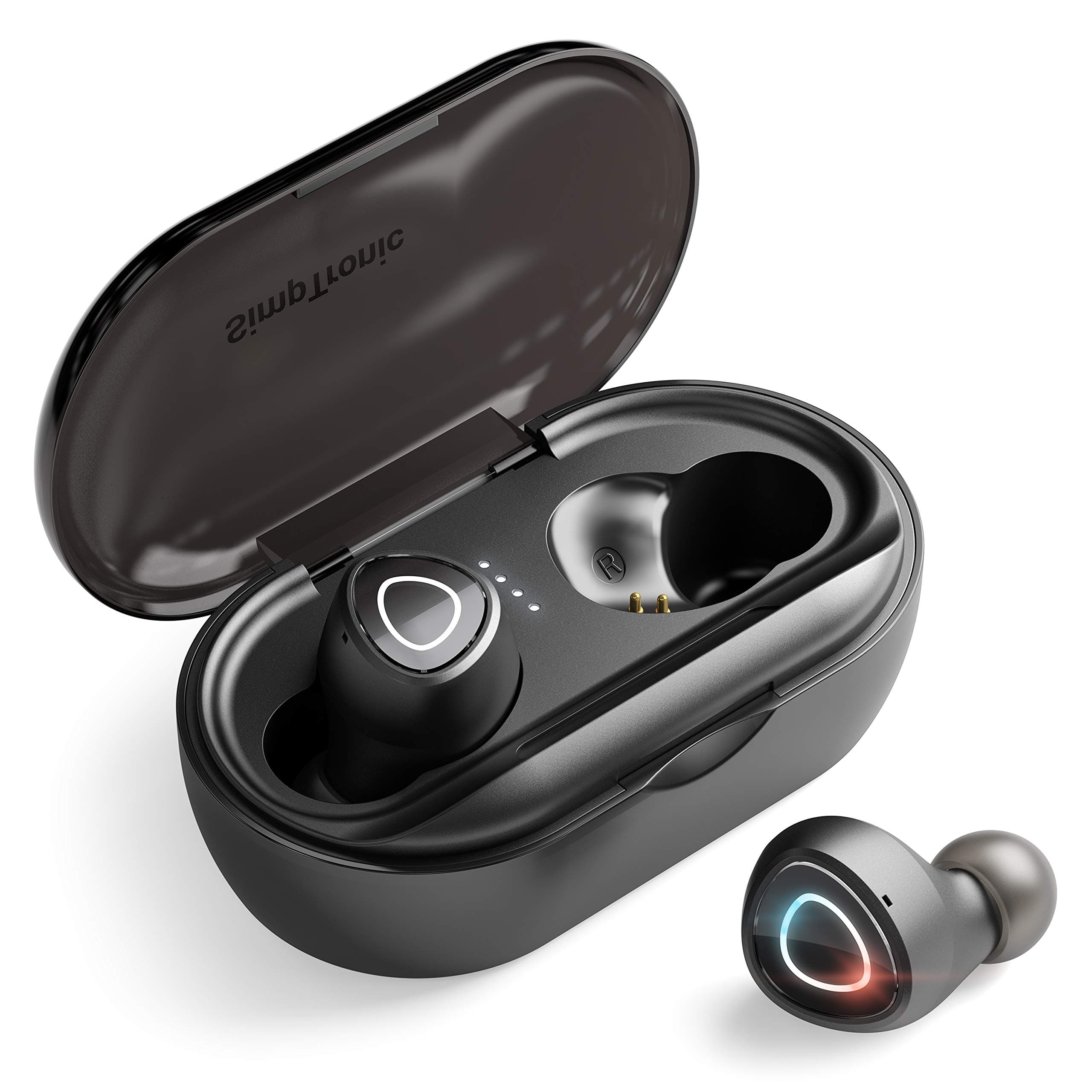 True Wireless Earbuds Bluetooth 5.0 Headphones in-Ear TWS Mini Headset for Sport Extra Bass Stereo Earphones HD Sound IPX7 Waterproof Noise Cancelling Mic 46 Hours Playtime Black