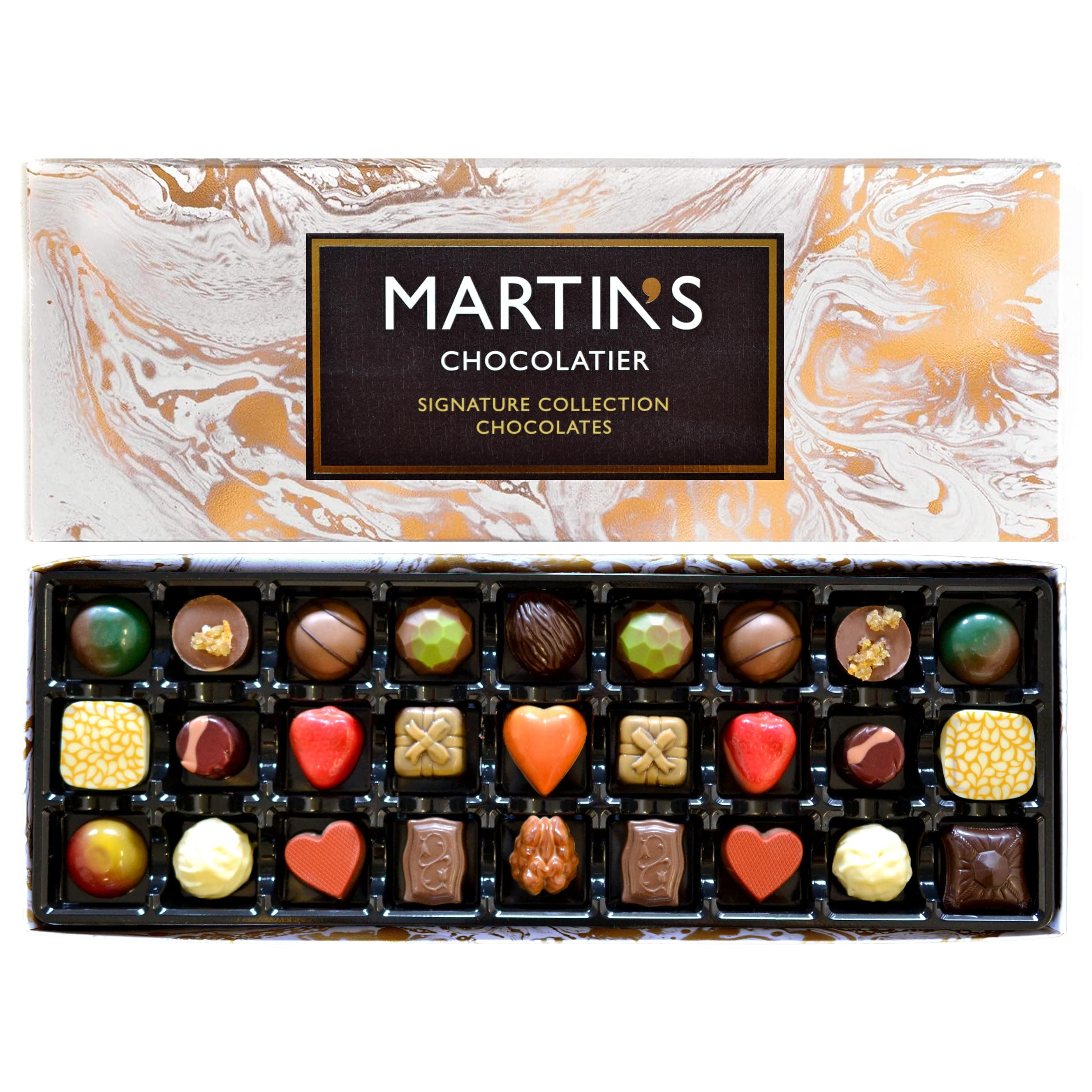 Martin’s Chocolatier Signature Artisan Collection - Belgian Luxury Chocolate Gift Box, 27 Pieces, Milk Dark White Assorted Pralines & Truffles