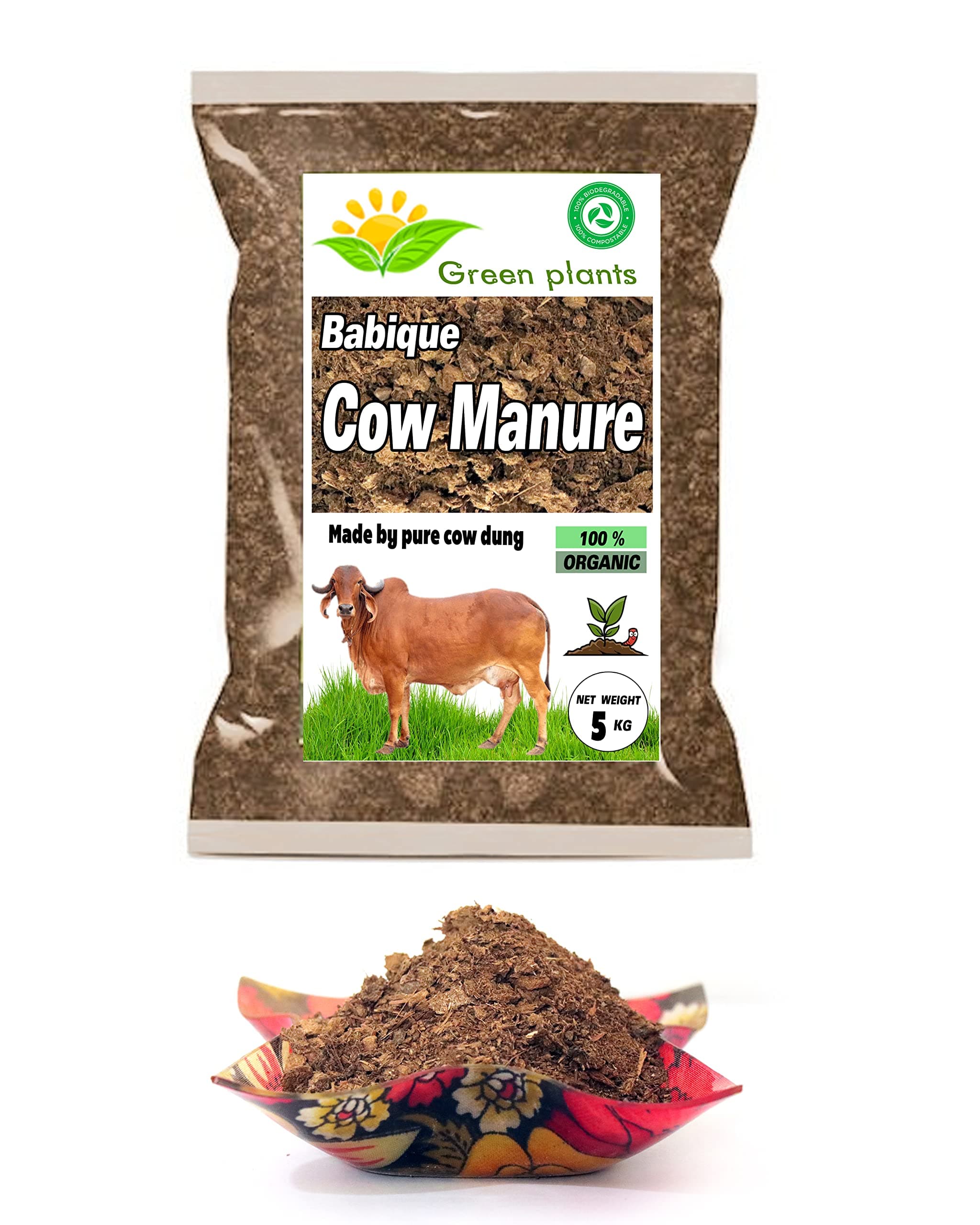 Babique Cow Dung Pure Manure Organic Fertilizers 100% Natural for Plants & Home Gardening (5 Kg)