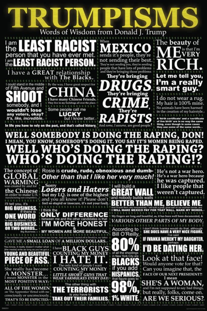 Pyramid America Trumpisms Words of Wisdom From Donald Trump Funny Quotes Cool Wall Decor Art Print Poster 24x36