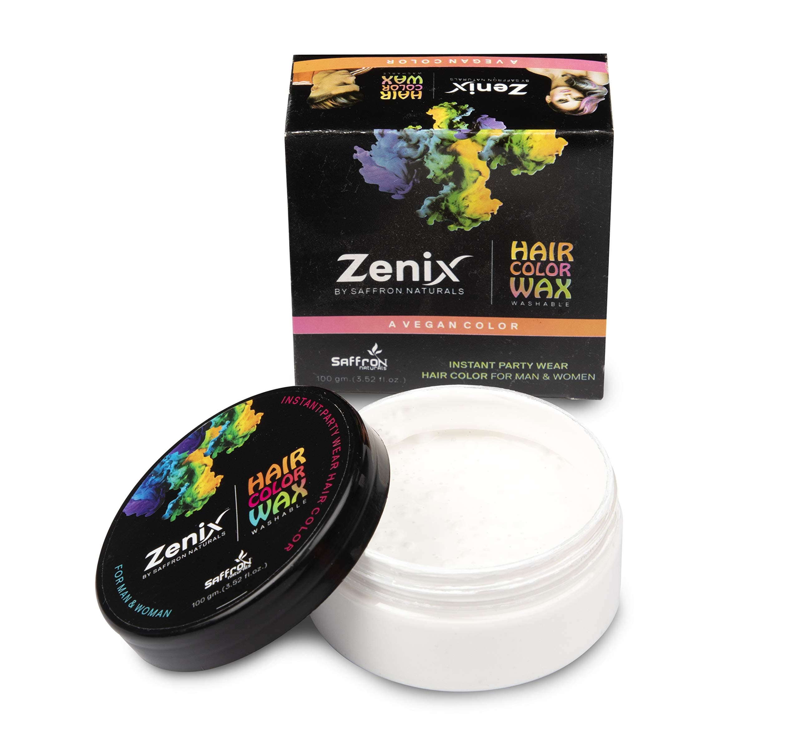 Zenix temporary hair color wax washable instant hair colour for man and woman style your hair with white colour hair wax 100gm