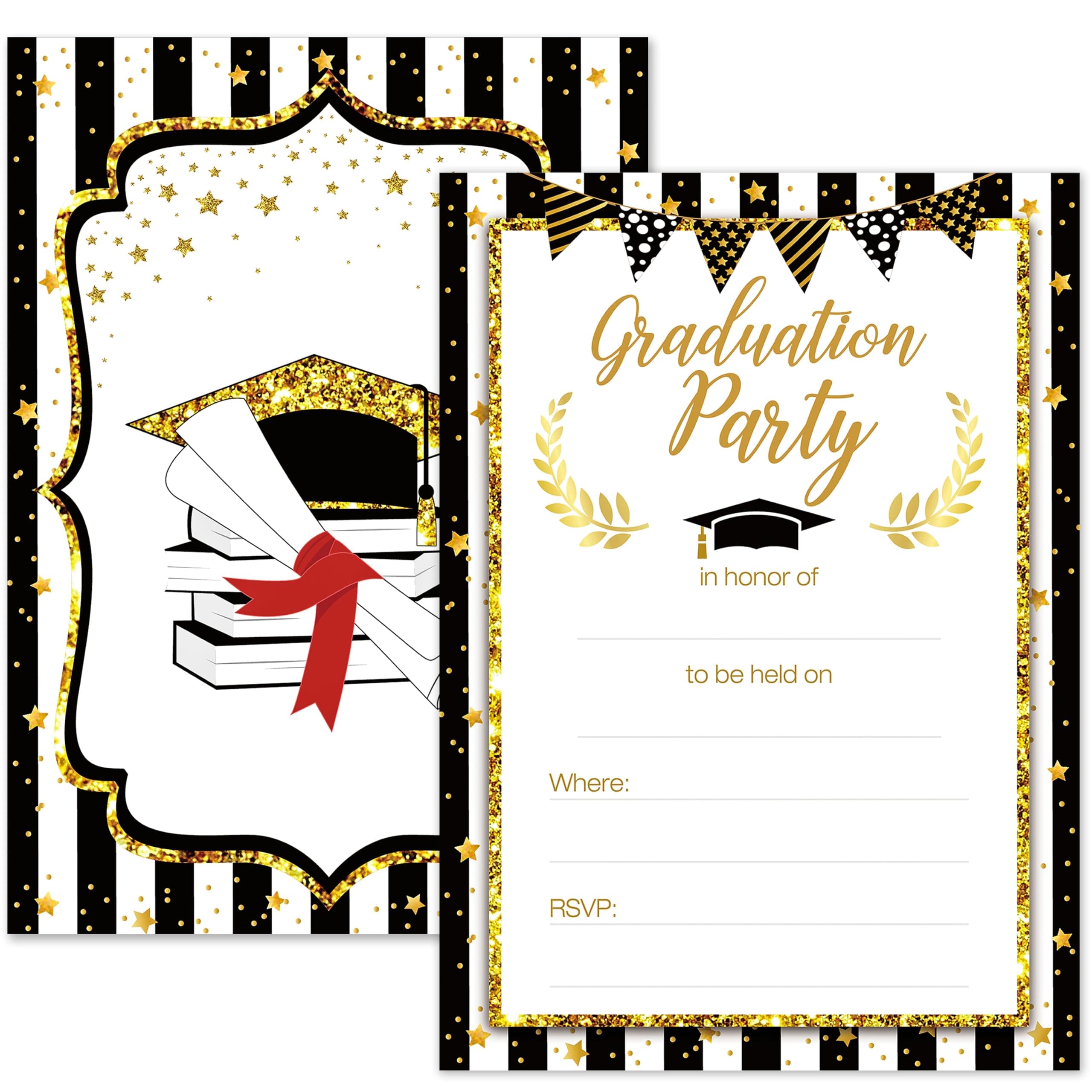 110PCS Graduation Party Invitations 2025 Cards with Envelopes Stickers - Grad Congrats Announcements Supplies