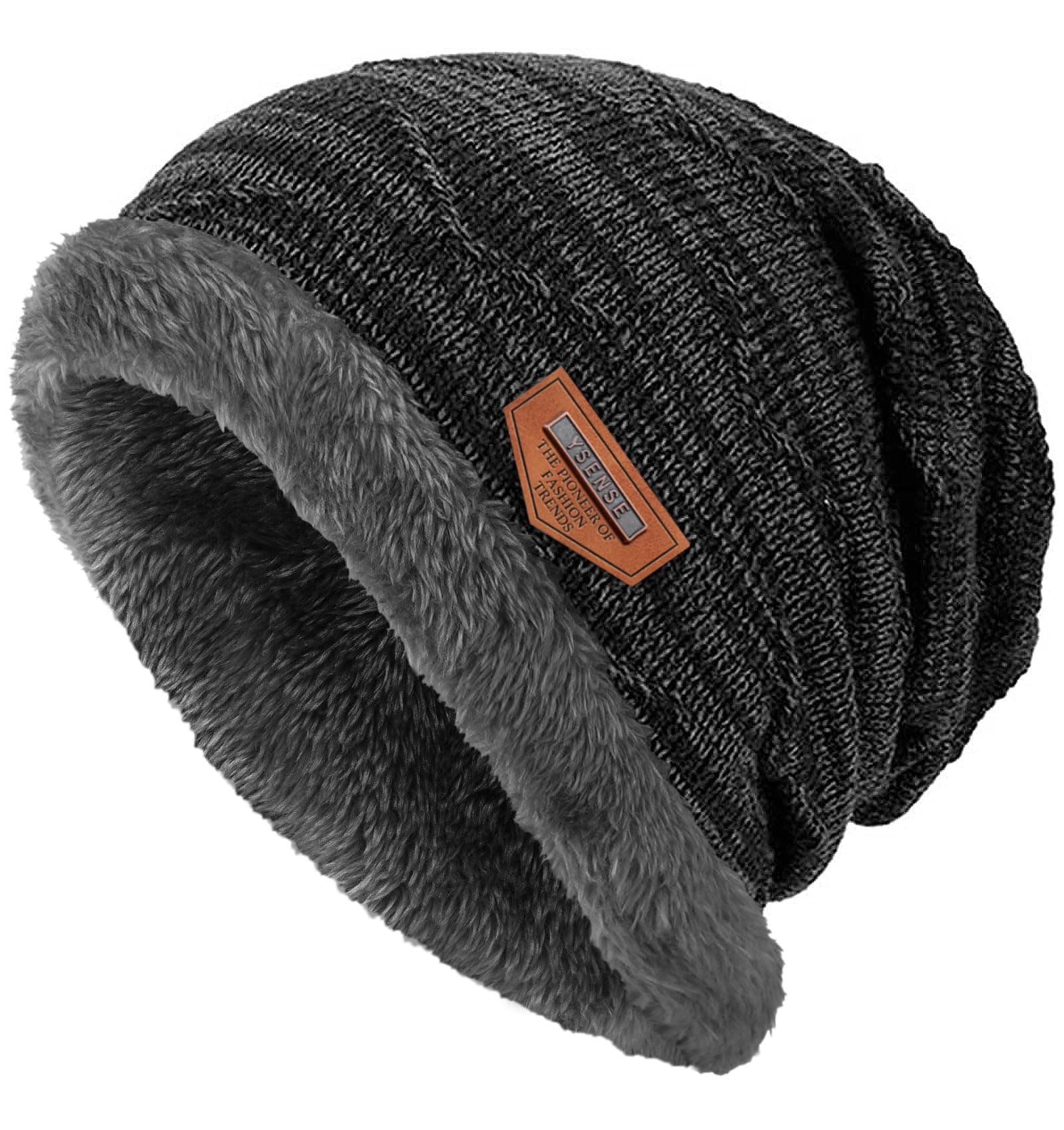 Mens Winter Hats Warm Slouchy Beanie Oversized Baggy Hat Fleece Lined Knit Skull Cap