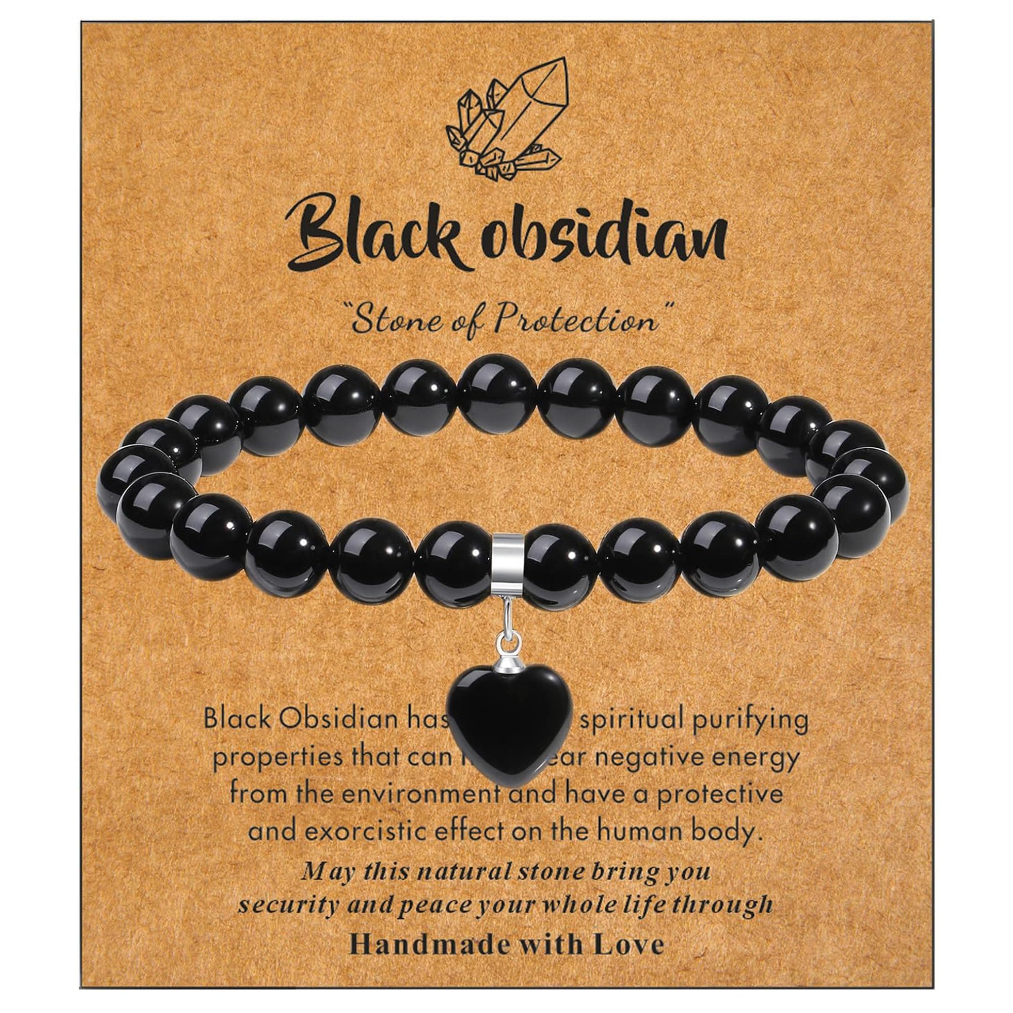 Healing Crystal Heart Bracelet for Women Ladies 8mm Gemstone Beaded Bracelet Jewellery,Birthday Valentines Christmas Gifts for Her