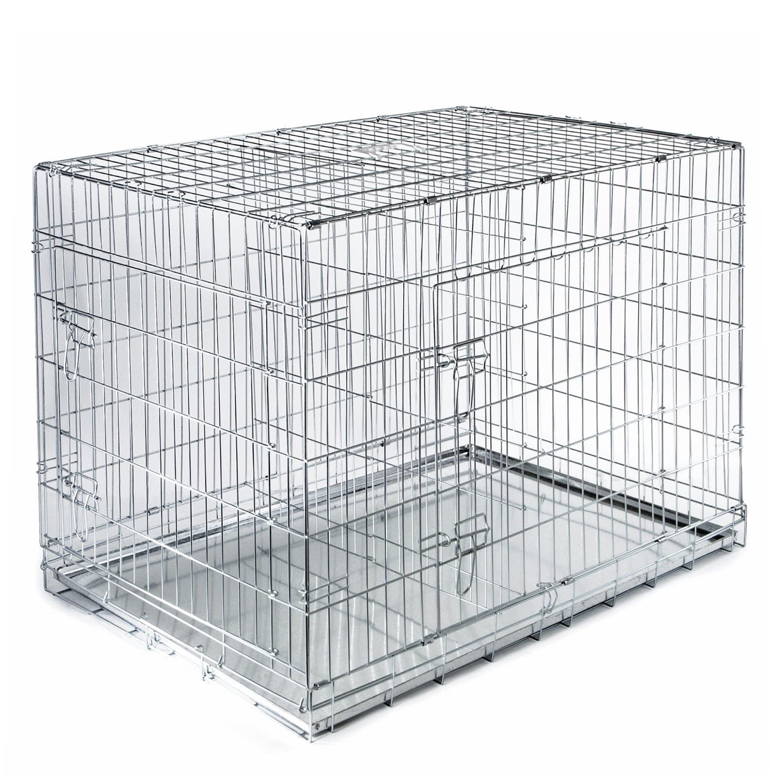 SmithBuilt Folding Double Door Cage Metal Dog Crate, 36 in. Long with Divider
