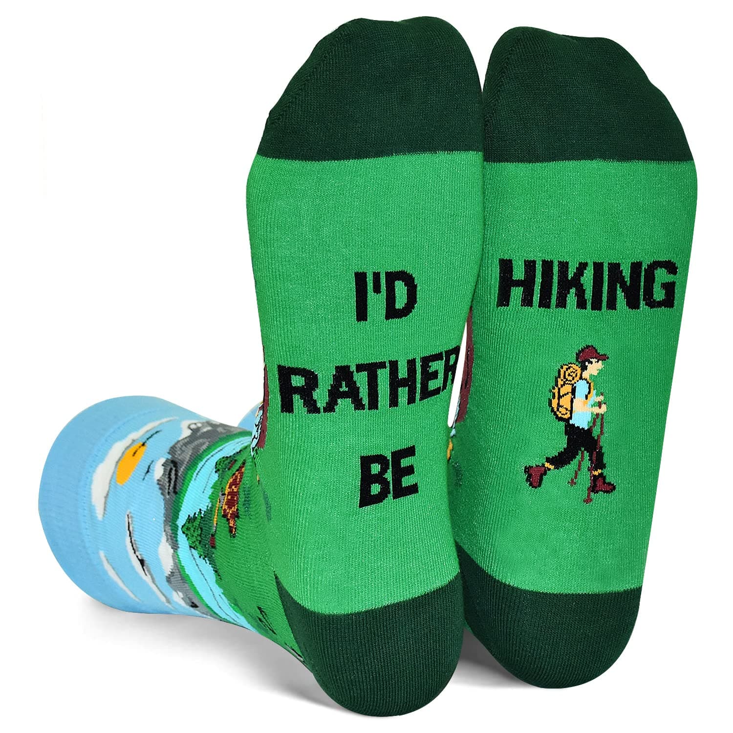 GOLINFunny Socks Gift for Men, I'd Rather Be Hiking Golfing Fishing Camping Skiing Gaming Novelty Socks