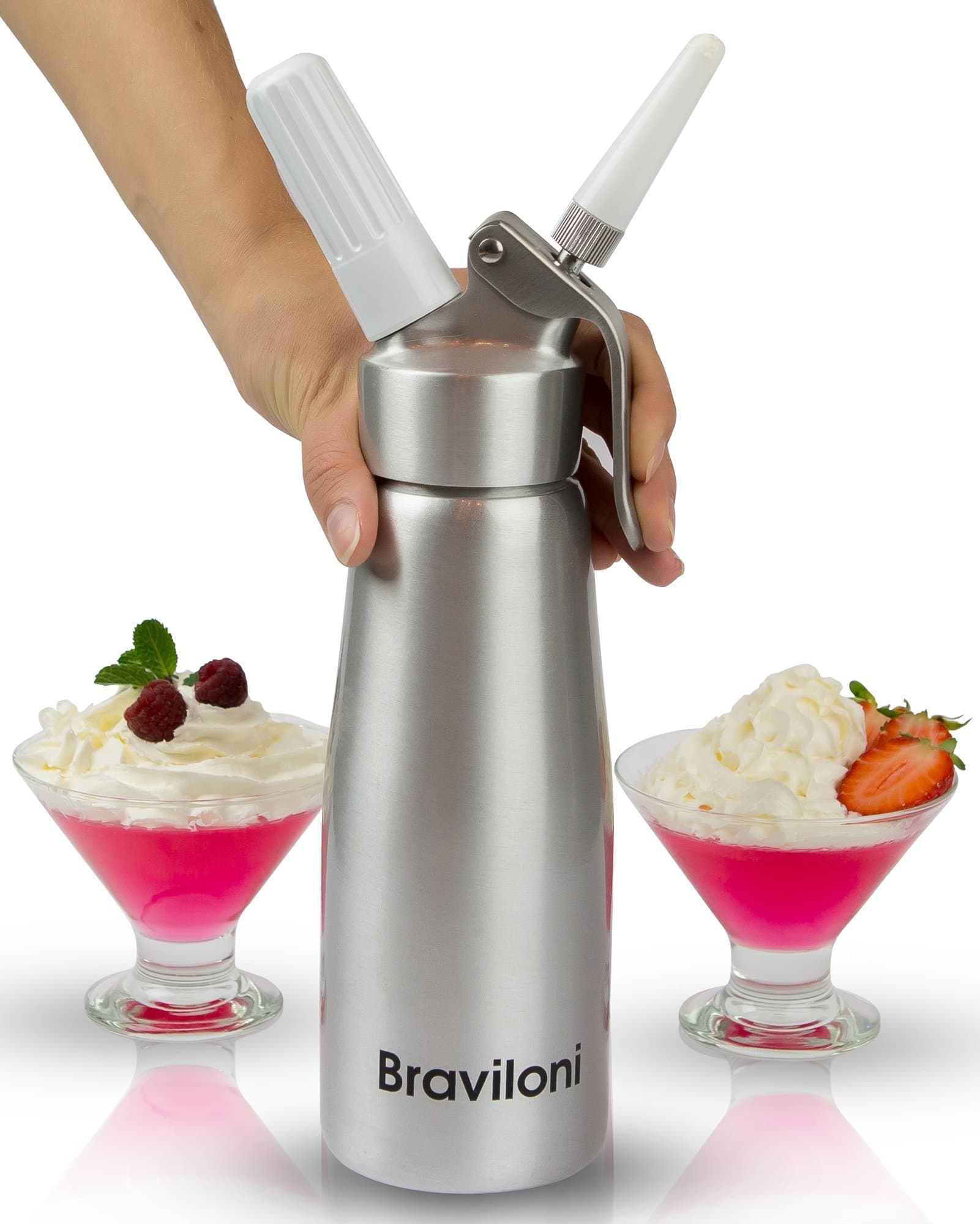 Whipped Cream Dispenser - Premium Cream Whipper 500 ml - Cake Decorating Nozzle Tips and Brush Set - Fits N2O Nitrous Oxide Cartridges and Chargers (not included)