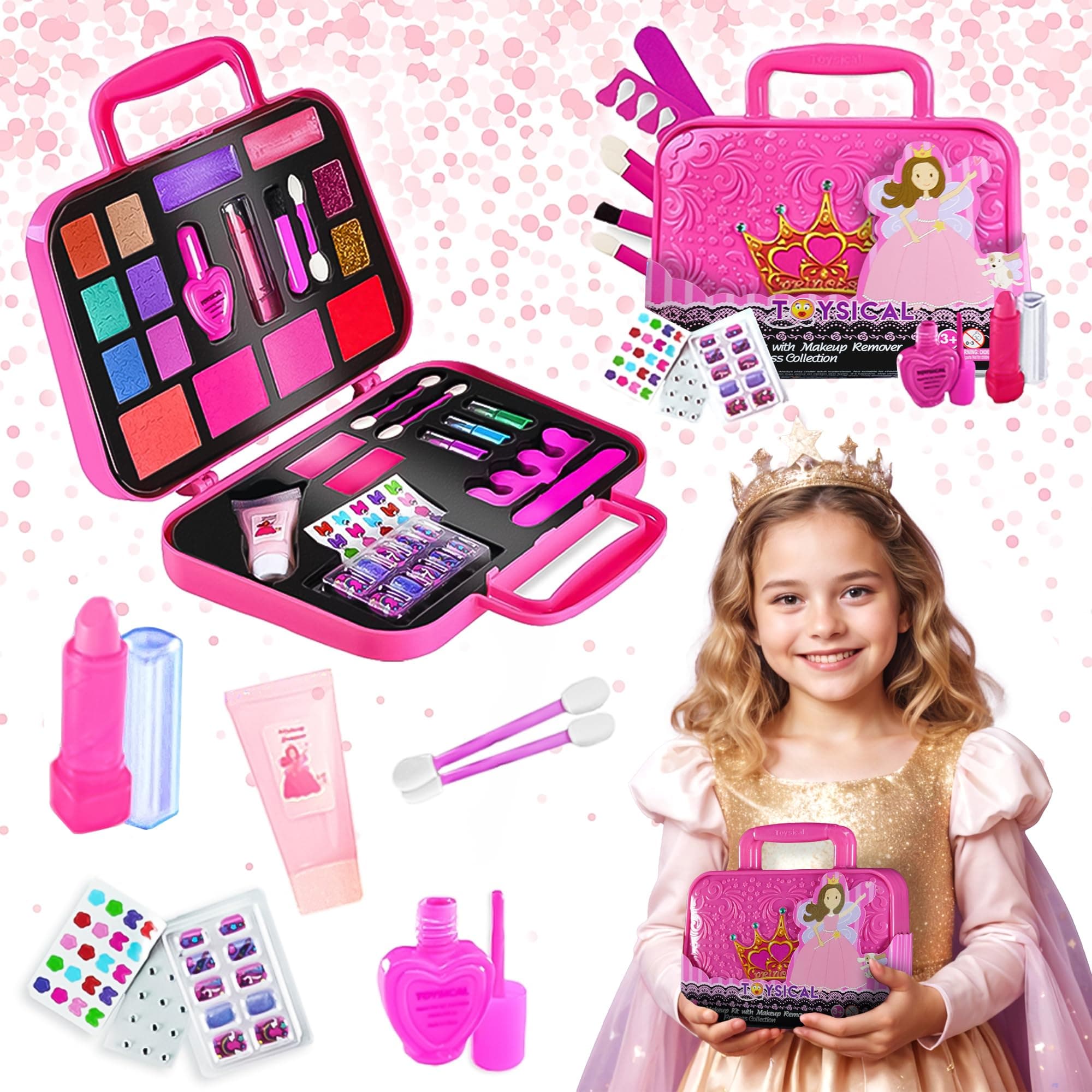 Toysical Pink Crown Princess Makeup Kit