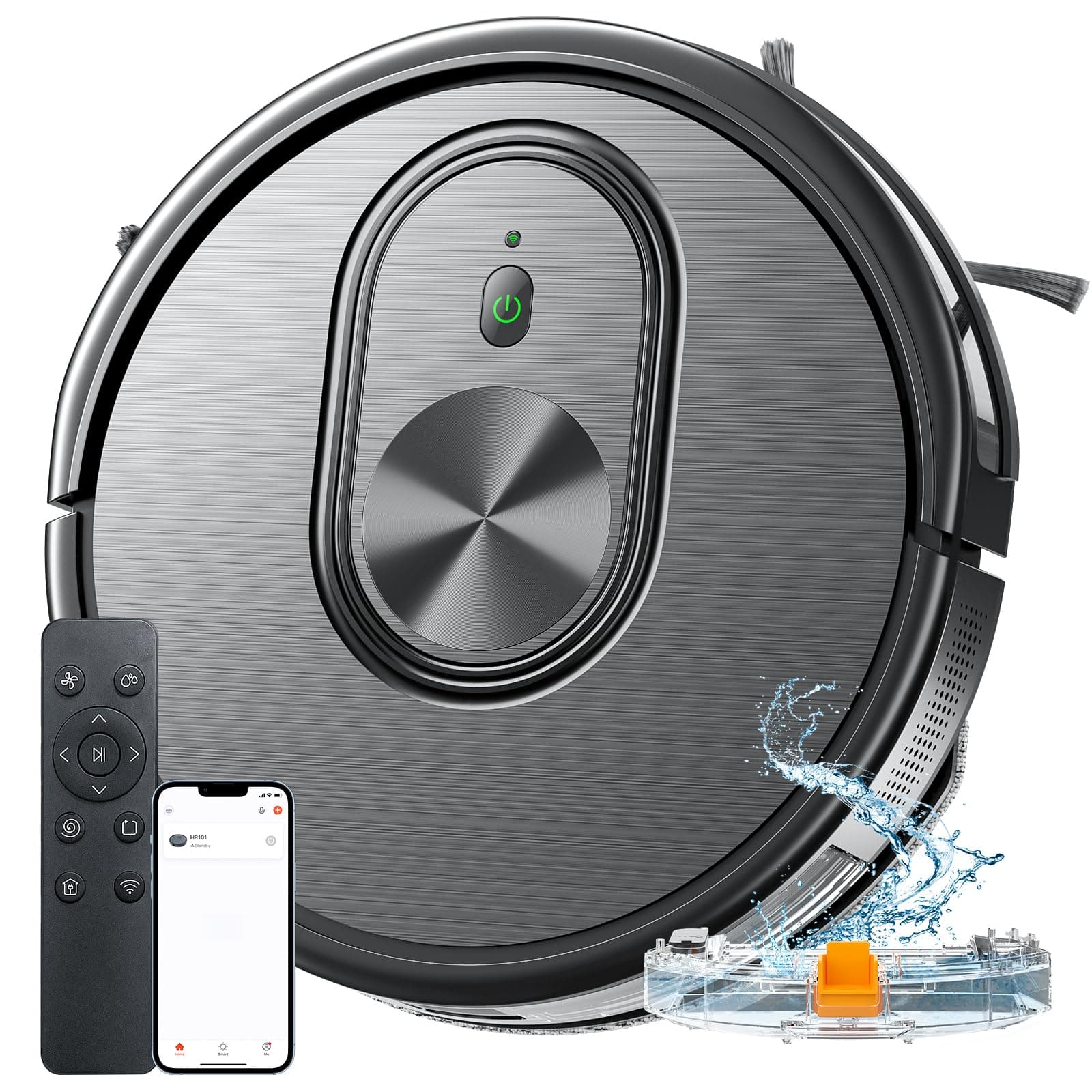 XIEBro Robot Vacuum and Mop Combo,3 in 1 Mopping Robotic Vacuum with Schedule,App/Bluetooth/Alexa,1600Pa Max Suction,Self-Charging Robot Vacuum Cleaner,Slim,Ideal for Hard Floor,Pet Hair,Carpet