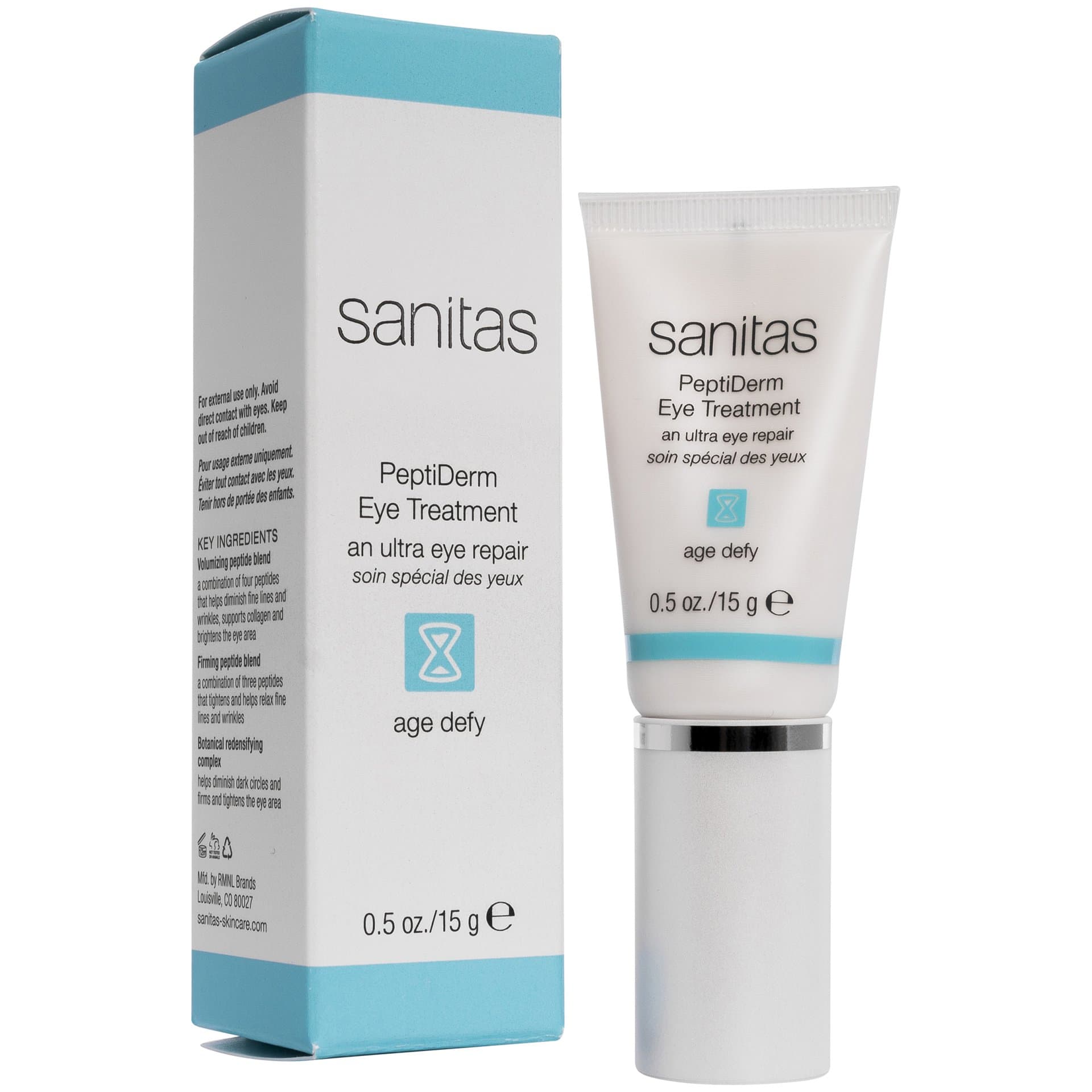 Sanitas Skincare PeptiDerm Eye Treatment, Multibenefit, Daily Eye Therapy, 0.5 Ounce