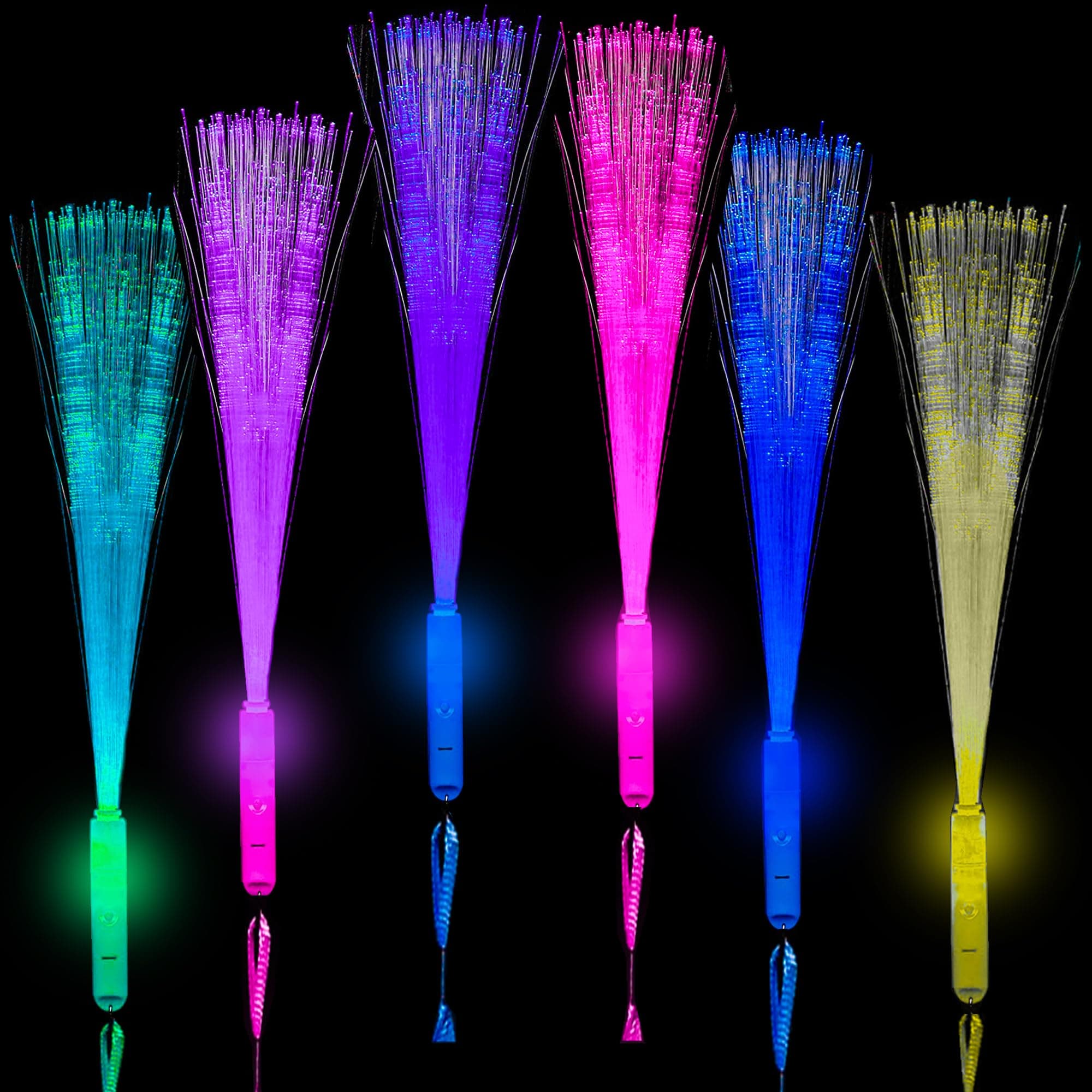 Pack of 12 Fibre Optic Wands For Kids, Flashing Wands Kids-Light Up Wands For Kids 3 Modes Light Up 7 blinking colors with 4 colors handles Party Favours In The Dark Wands Sticks Glow Wands For Kids