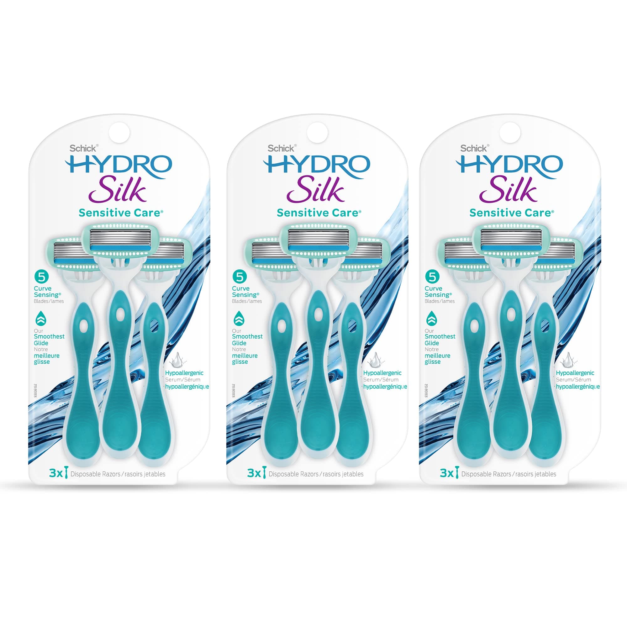 Sensitive Women's Disposable Razors, 9ct | 5-Blade Disposable Razors for Women Sensitive Skin | Travel Razor for Women