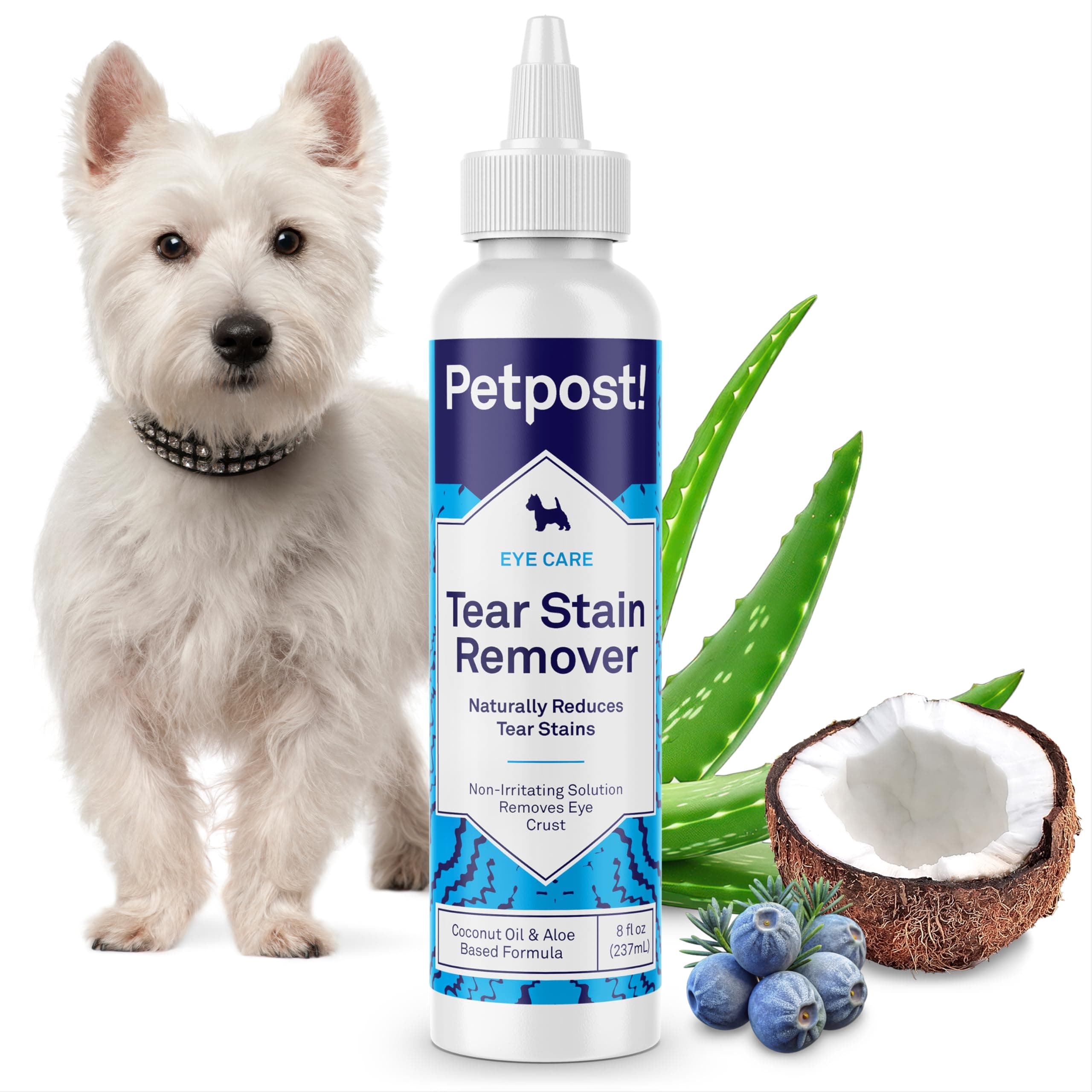 Tear Stain Remover for Dogs | 8 oz Gentle Dog Eye Cleaner Solution | Safe Dog Tear Stain Remover for White Fur & Light-Coated Breeds | Bleach Free