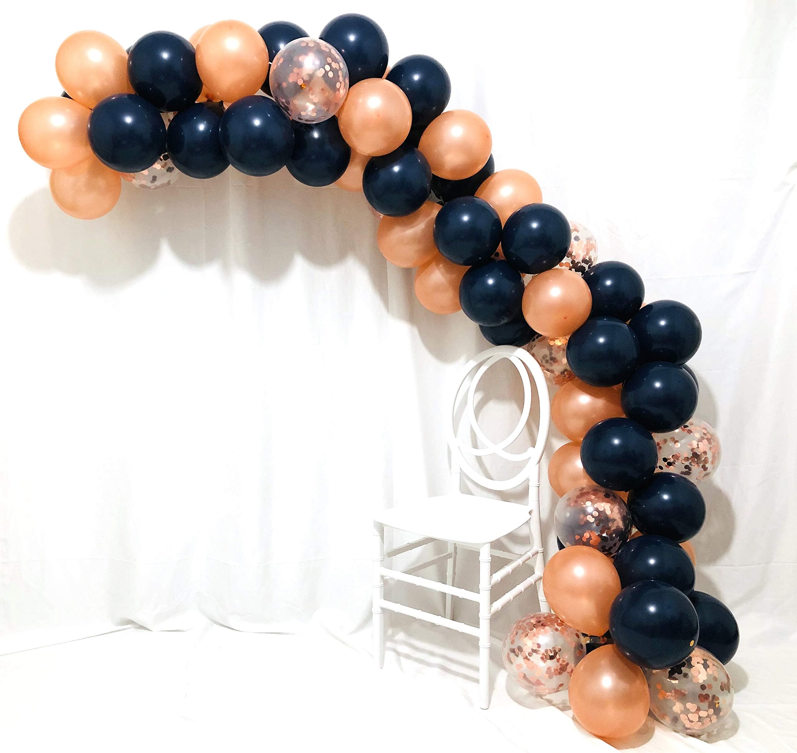 Sorive 70 Pieces Balloon Garland Kit Balloon Arch Garland | Navy Blue and Rose Gold Confetti Balloons Party Decoration for Valentines Bridal Shower Wedding Engagement Sweet 16 Birthday Graduation Supplies