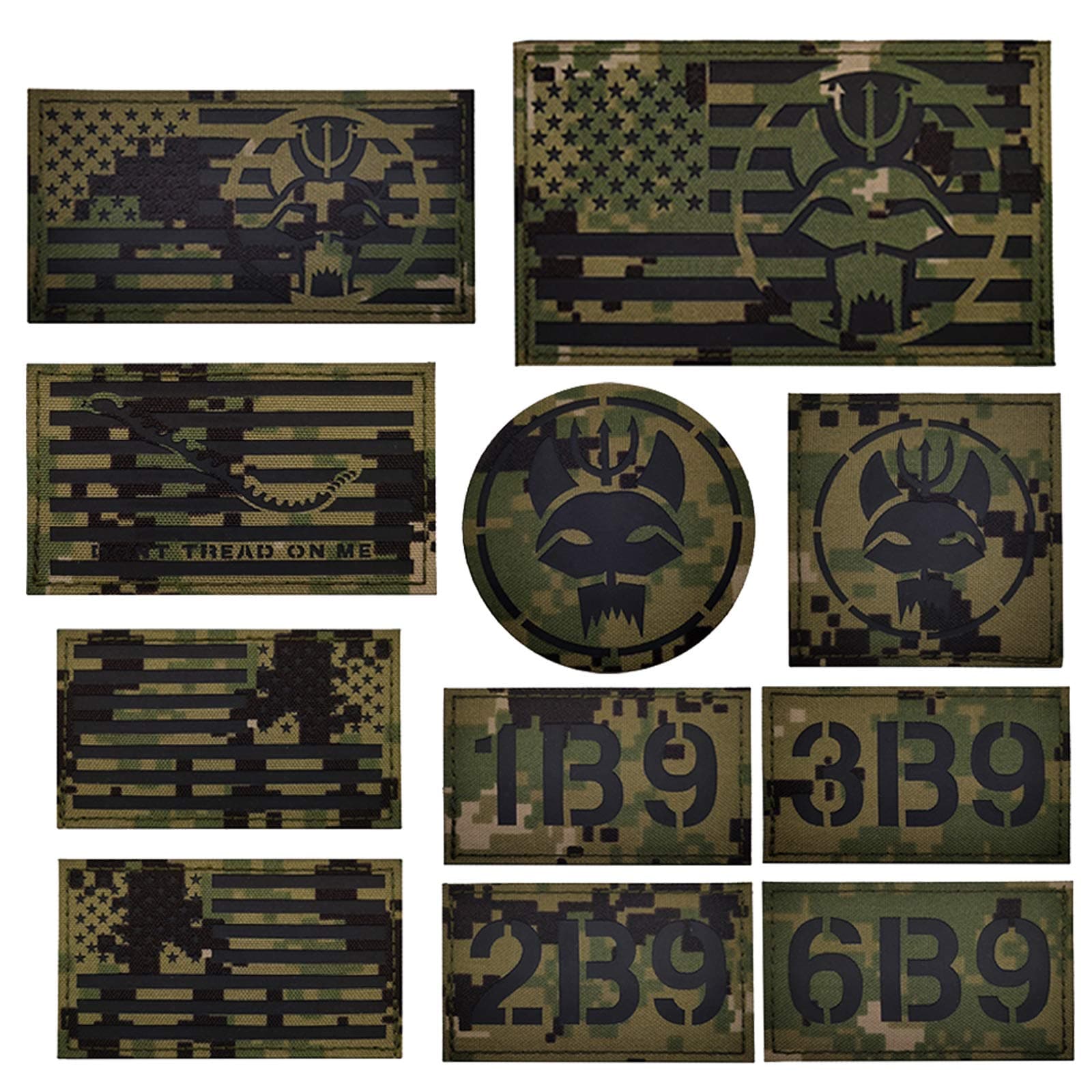 Seal Team DEVGRU Trident Cat Head IR Infrared Reflective Patch, Customizable Personalized American Flag, Call Sign, Dont Tread On Me Army Morale Military Tactical Fastener Hook Loop Backed Patches