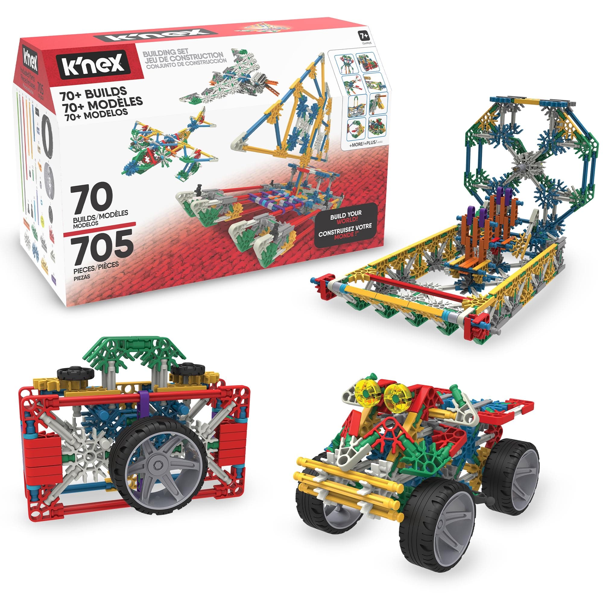 Basic Fun K'NEX 13419 Imagine 70 Model Building Set, Educational Toys for Kids, 705 Piece Stem Learning Kit, Engineering for Kids, and Colourful Building Construction Toys for Children Aged 7 +