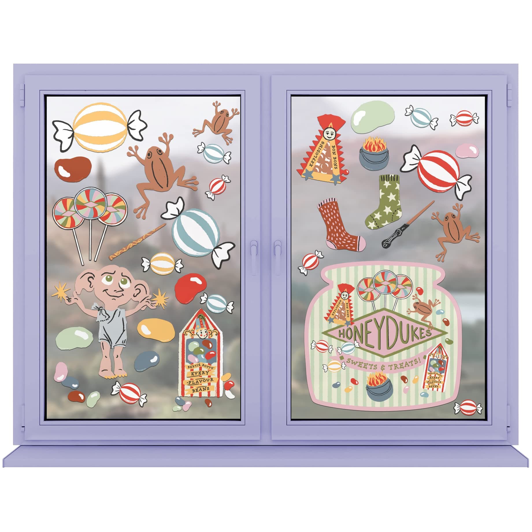 Conquest Journals Harry Potter Honeydukes Window Clings, Over 40 Individual Window Clings Celebrating Honeydukes, Reusable, No Residue