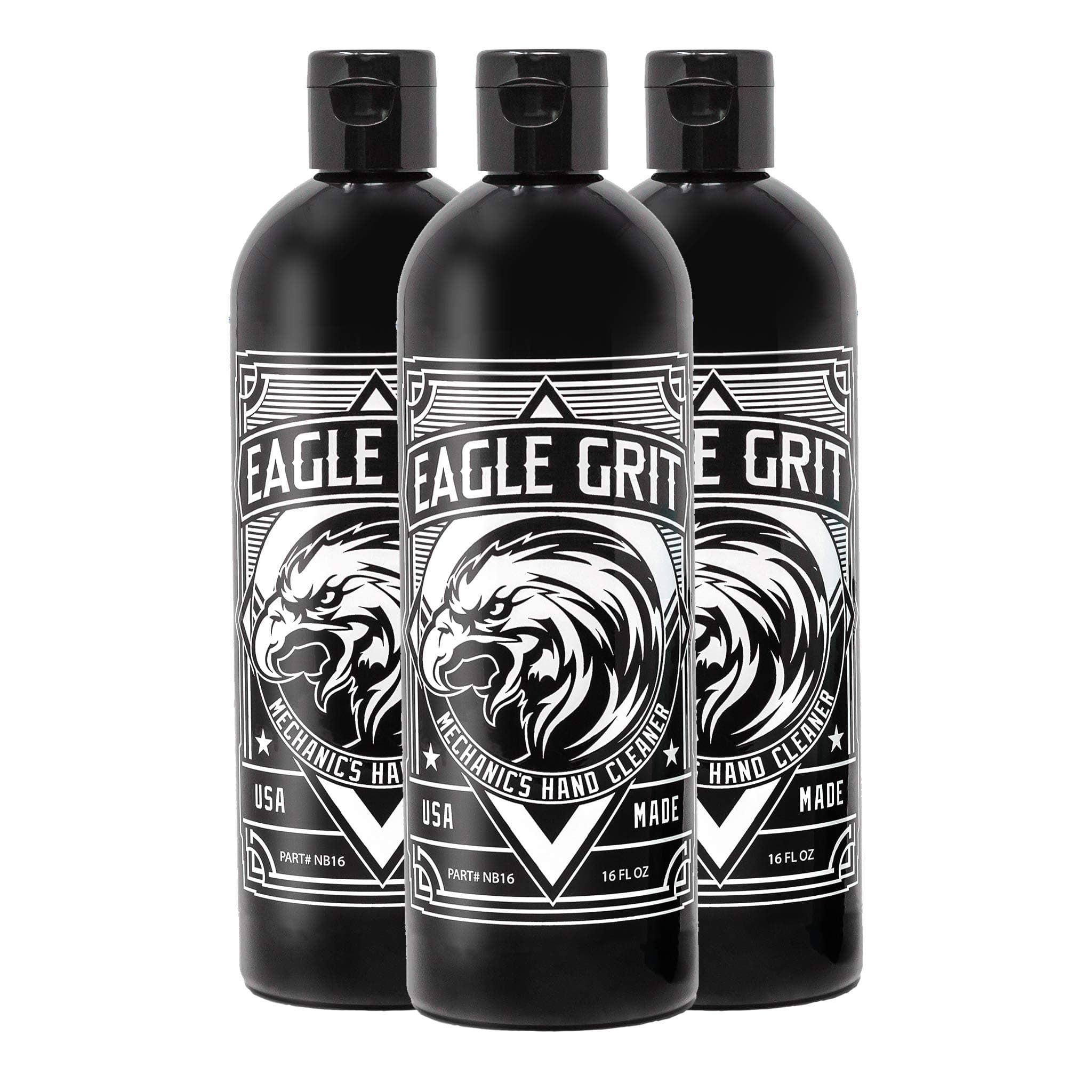 Eagle Grit Heavy Duty Industrial Hand Cleaner – USA Made Mechanic Soap – Silica-Based, Solvent-Free Hand Degreaser – Removes Grease, Oil, Paint, & More – Moisturizing, Drain & Eco-Friendly – 3 x 16 Oz