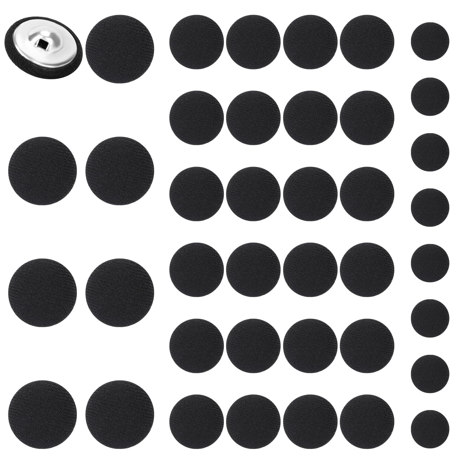 KALIONE 40 Pcs Tuxedo Suit Buttons Black Buttons, Satin Tuxedo Buttons, Satin Covered Metal Shank Buttons, Vintage Black Coat Sewing Button, Jacket Buttons Dress Buttons(18mm/15mm/11.5mm)