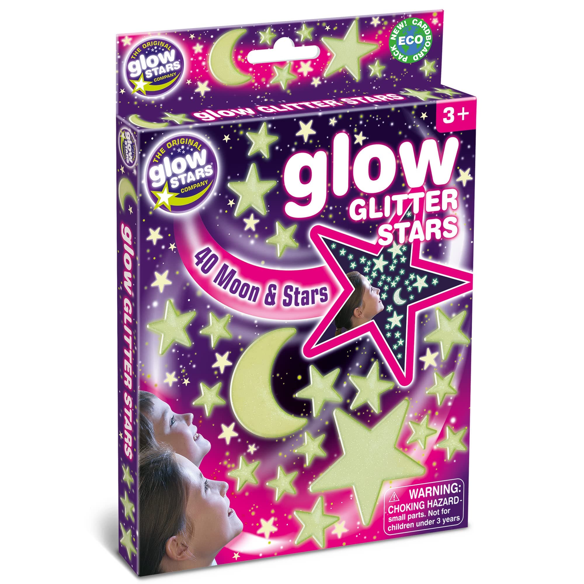 The Original Glowstars CompanyThe Original Glowstars Moon and Stars Glow-in-The-Dark Set Designed for Children Ages 3+ Years, Pink (B8630)