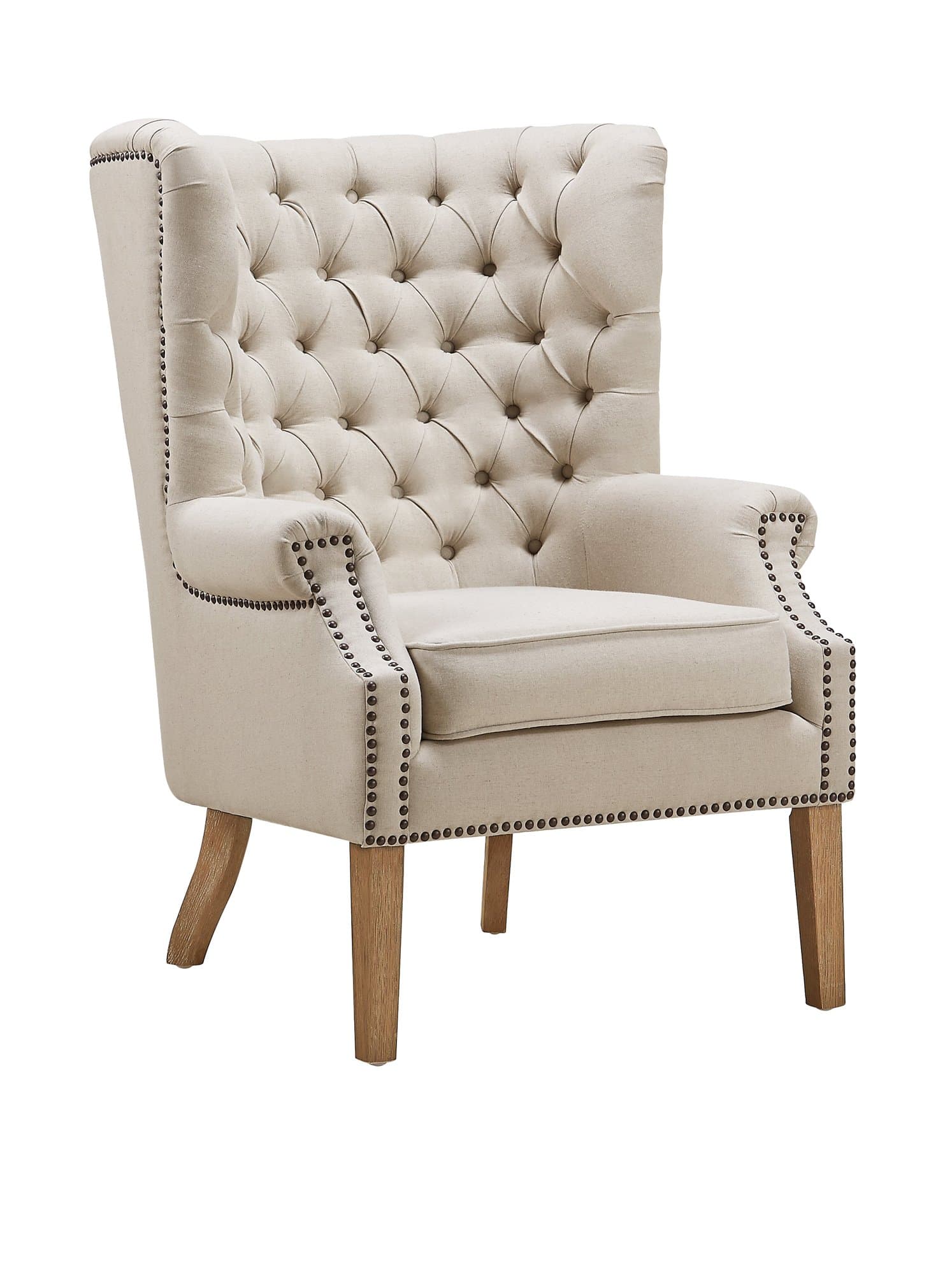 TOV Furniture Abe Linen Wing Chair, Beige
