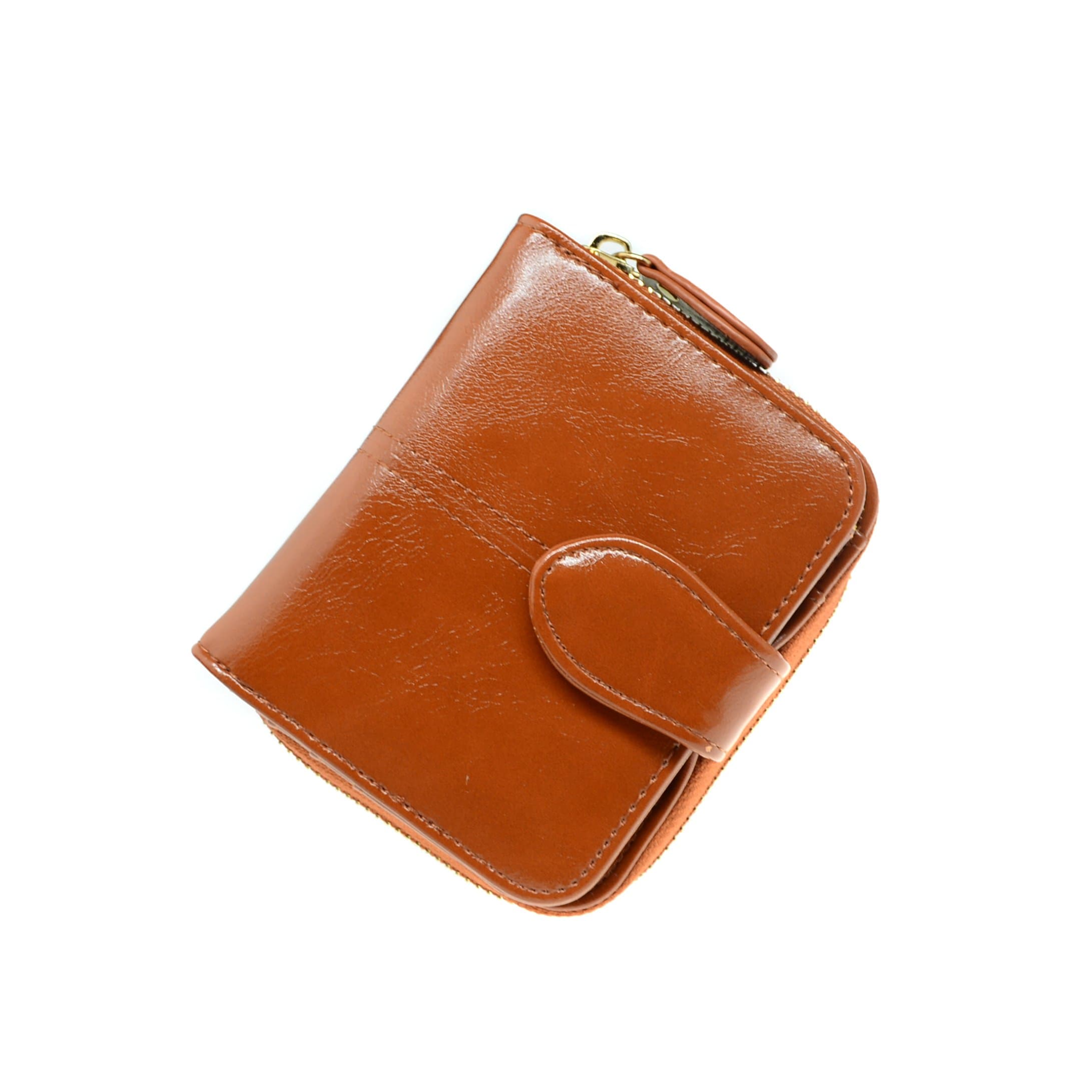 Lustear Women's Bifold Wallets Large Capacity Card Case Holder Zippered Purses for Ladies (Brown)